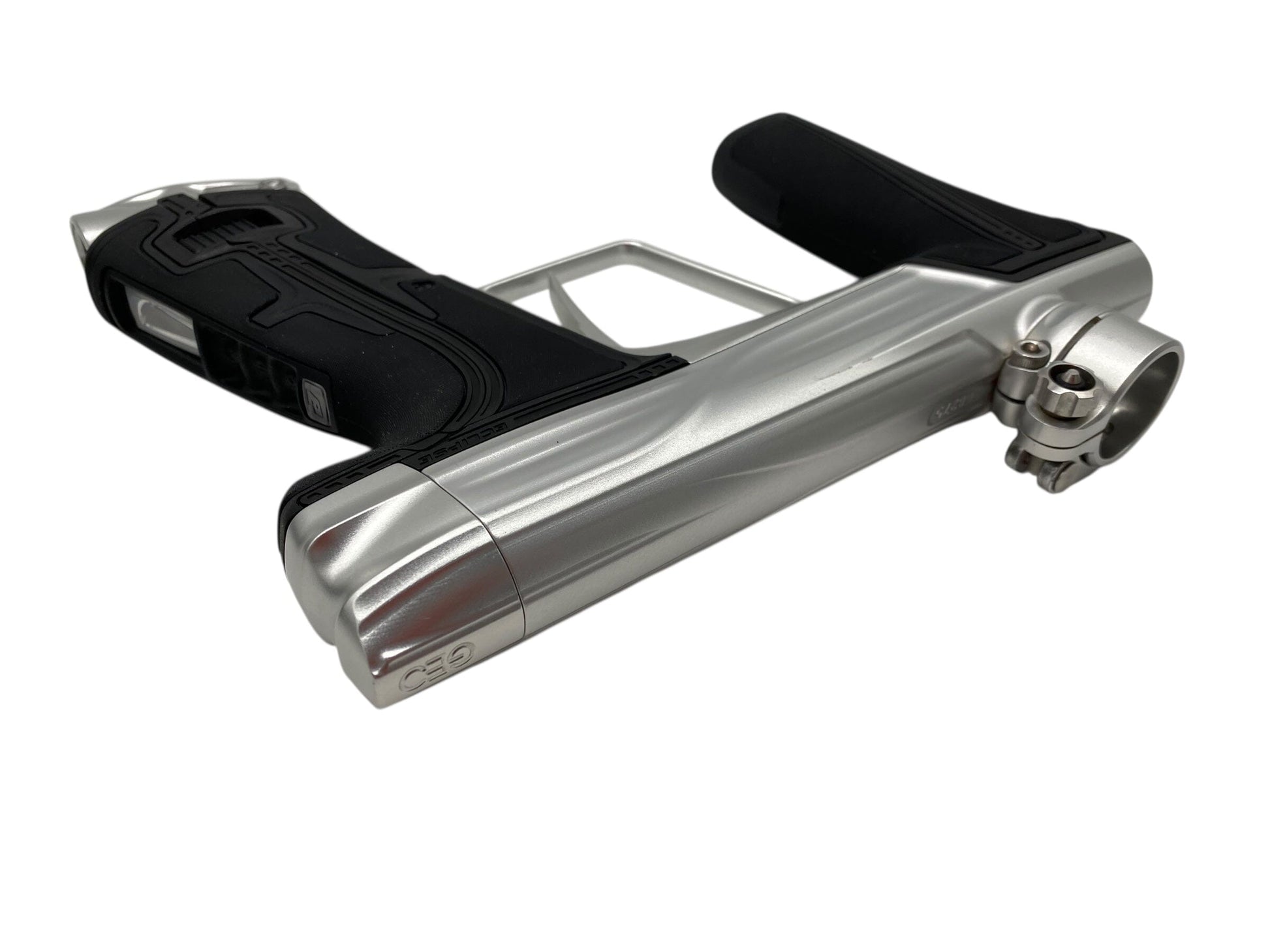 Used Planet Eclipse Geo R5 Paintball Gun Silver Paintball Gun from CPXBrosPaintball Buy/Sell/Trade Paintball Markers, New Paintball Guns, Paintball Hoppers, Paintball Masks, and Hormesis Headbands
