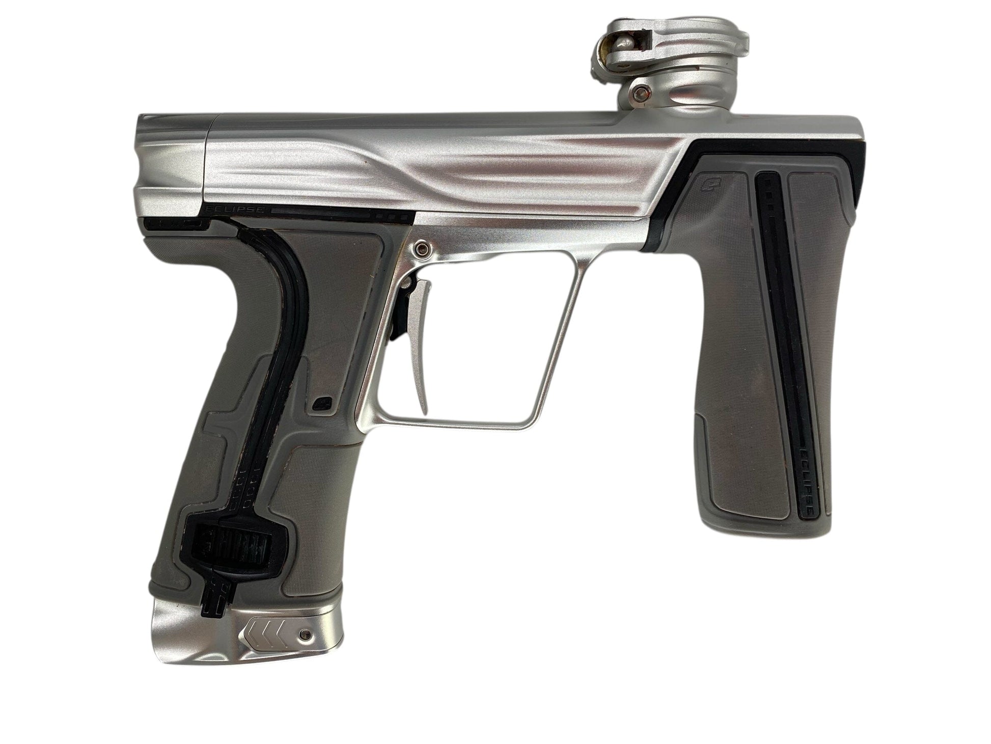 Used Planet Eclipse Geo R5 Paintball Gun Silver Paintball Gun from CPXBrosPaintball Buy/Sell/Trade Paintball Markers, New Paintball Guns, Paintball Hoppers, Paintball Masks, and Hormesis Headbands