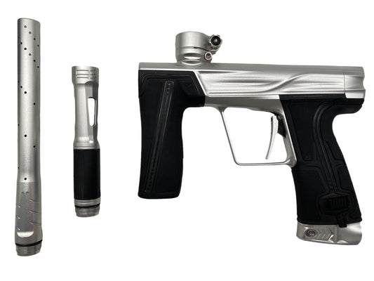 Used Planet Eclipse Geo R5 Paintball Gun Silver Paintball Gun from CPXBrosPaintball Buy/Sell/Trade Paintball Markers, New Paintball Guns, Paintball Hoppers, Paintball Masks, and Hormesis Headbands