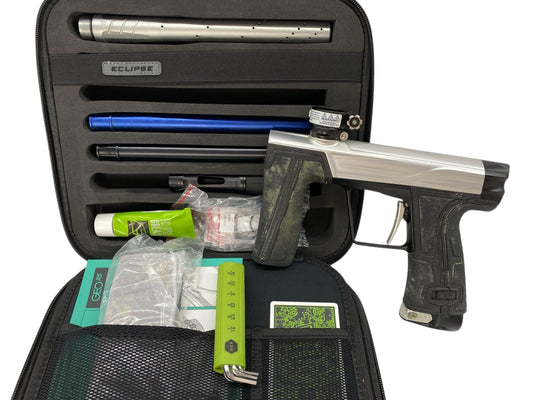 Used Planet Eclipse Geo R5 Paintball Gun Silver/Black Paintball Gun from CPXBrosPaintball Buy/Sell/Trade Paintball Markers, New Paintball Guns, Paintball Hoppers, Paintball Masks, and Hormesis Headbands