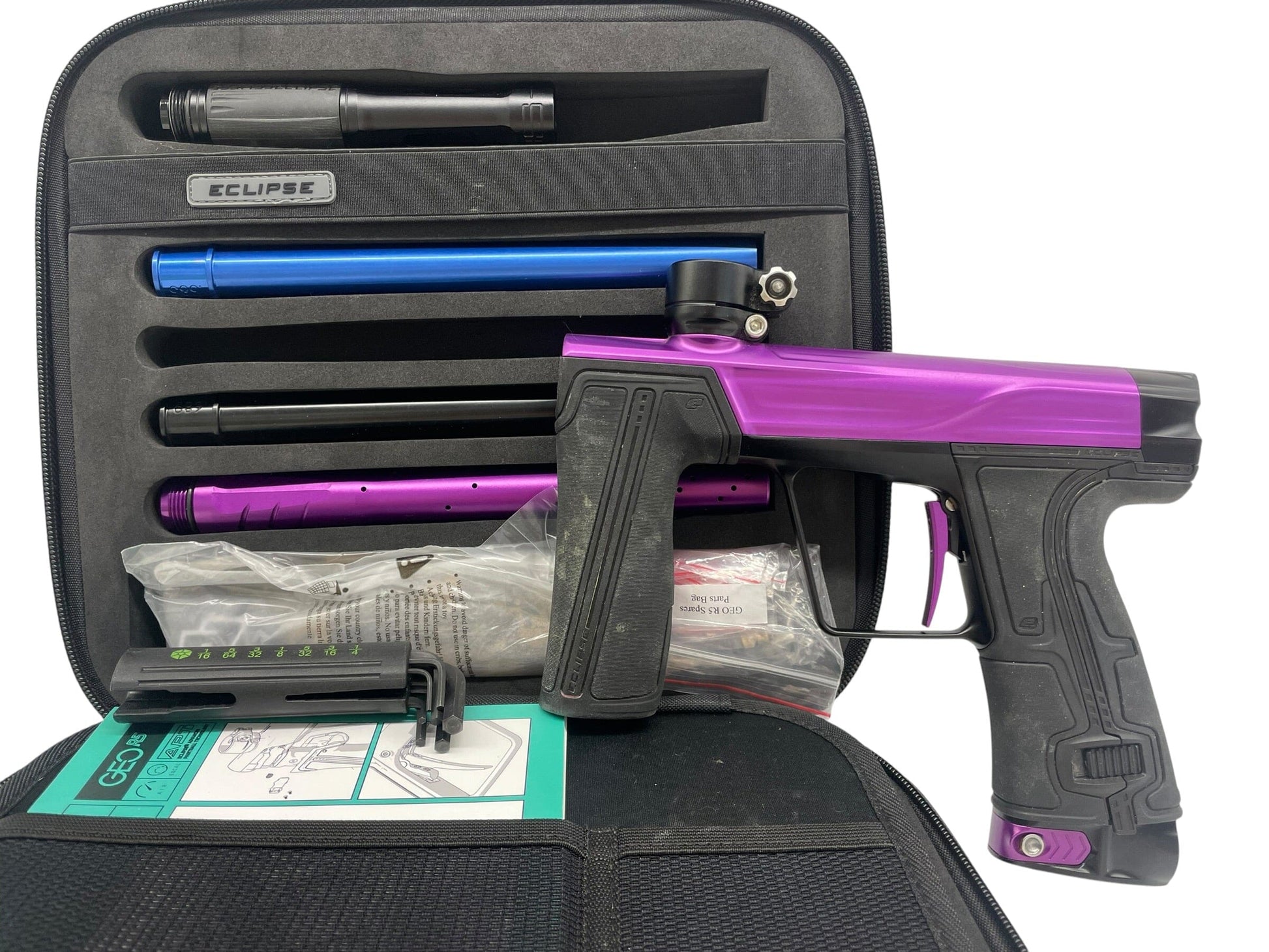 Used Planet Eclipse Geo R5 Purple/Black Paintball Gun Paintball Gun from CPXBrosPaintball Buy/Sell/Trade Paintball Markers, New Paintball Guns, Paintball Hoppers, Paintball Masks, and Hormesis Headbands