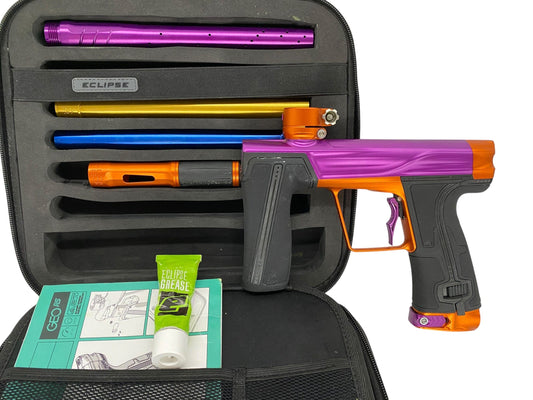 Used Planet Eclipse Geo R5 Purple/Orange Paintball Gun Paintball Gun from CPXBrosPaintball Buy/Sell/Trade Paintball Markers, New Paintball Guns, Paintball Hoppers, Paintball Masks, and Hormesis Headbands