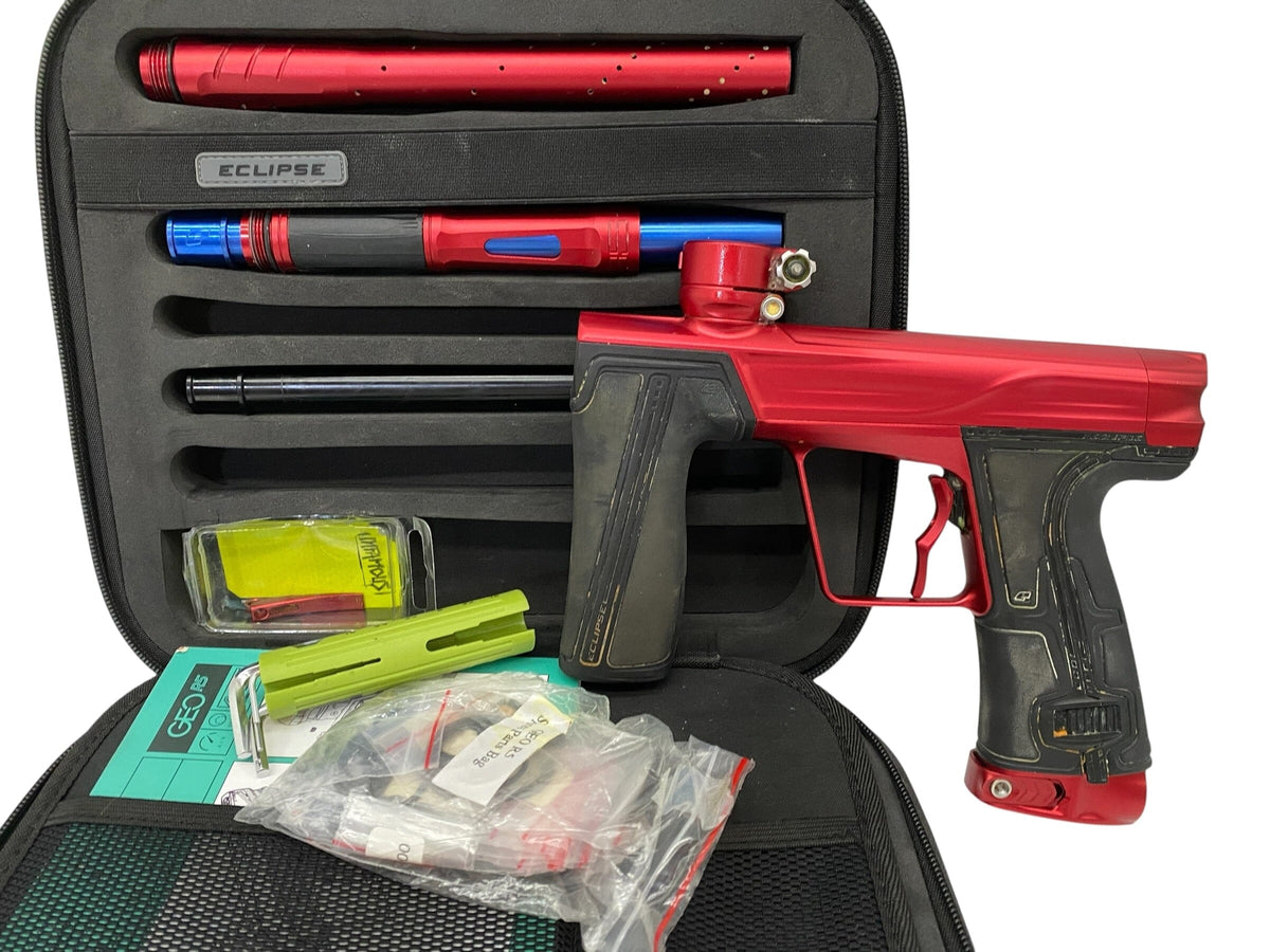 Used Planet Eclipse Geo R5 Red/Red Paintball Gun Paintball Gun from CPXBrosPaintball Buy/Sell/Trade Paintball Markers, New Paintball Guns, Paintball Hoppers, Paintball Masks, and Hormesis Headbands