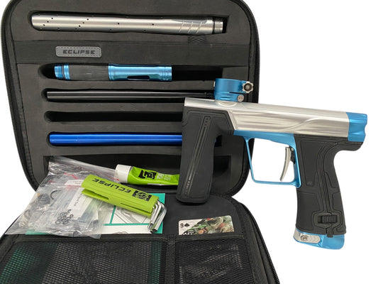 Used Planet Eclipse Geo R5 Silver/Electric Blue Paintball Gun Paintball Gun from CPXBrosPaintball Buy/Sell/Trade Paintball Markers, New Paintball Guns, Paintball Hoppers, Paintball Masks, and Hormesis Headbands