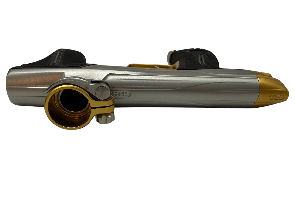 Used Planet Eclipse Geo R5 Silver/Gold Paintball Gun Paintball Gun from CPXBrosPaintball Buy/Sell/Trade Paintball Markers, New Paintball Guns, Paintball Hoppers, Paintball Masks, and Hormesis Headbands