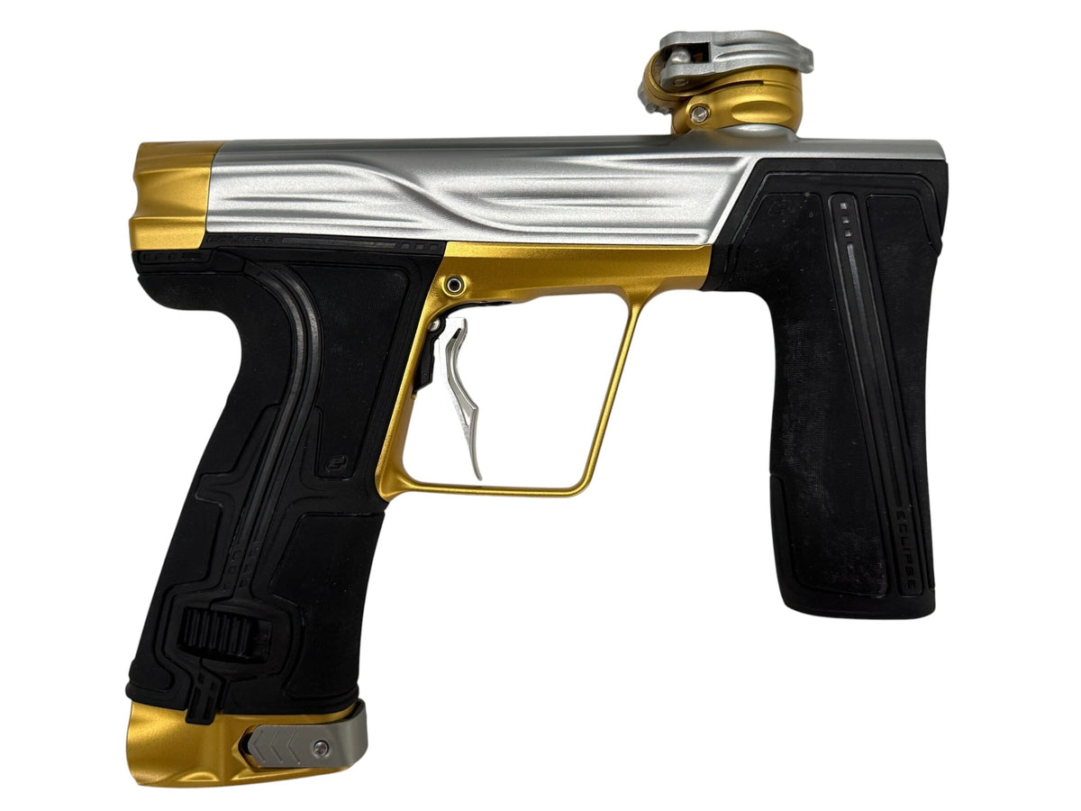 Used Planet Eclipse Geo R5 Silver/Gold Paintball Gun Paintball Gun from CPXBrosPaintball Buy/Sell/Trade Paintball Markers, New Paintball Guns, Paintball Hoppers, Paintball Masks, and Hormesis Headbands