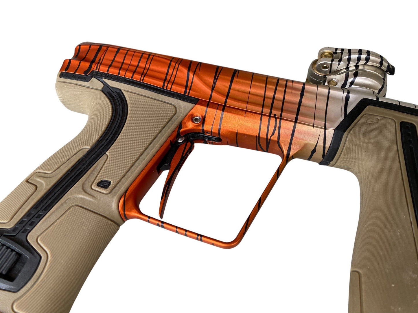 Used Planet Eclipse Geo R5 "Tiger Stripe Fade" Paintball Gun Paintball Gun from CPXBrosPaintball Buy/Sell/Trade Paintball Markers, New Paintball Guns, Paintball Hoppers, Paintball Masks, and Hormesis Headbands