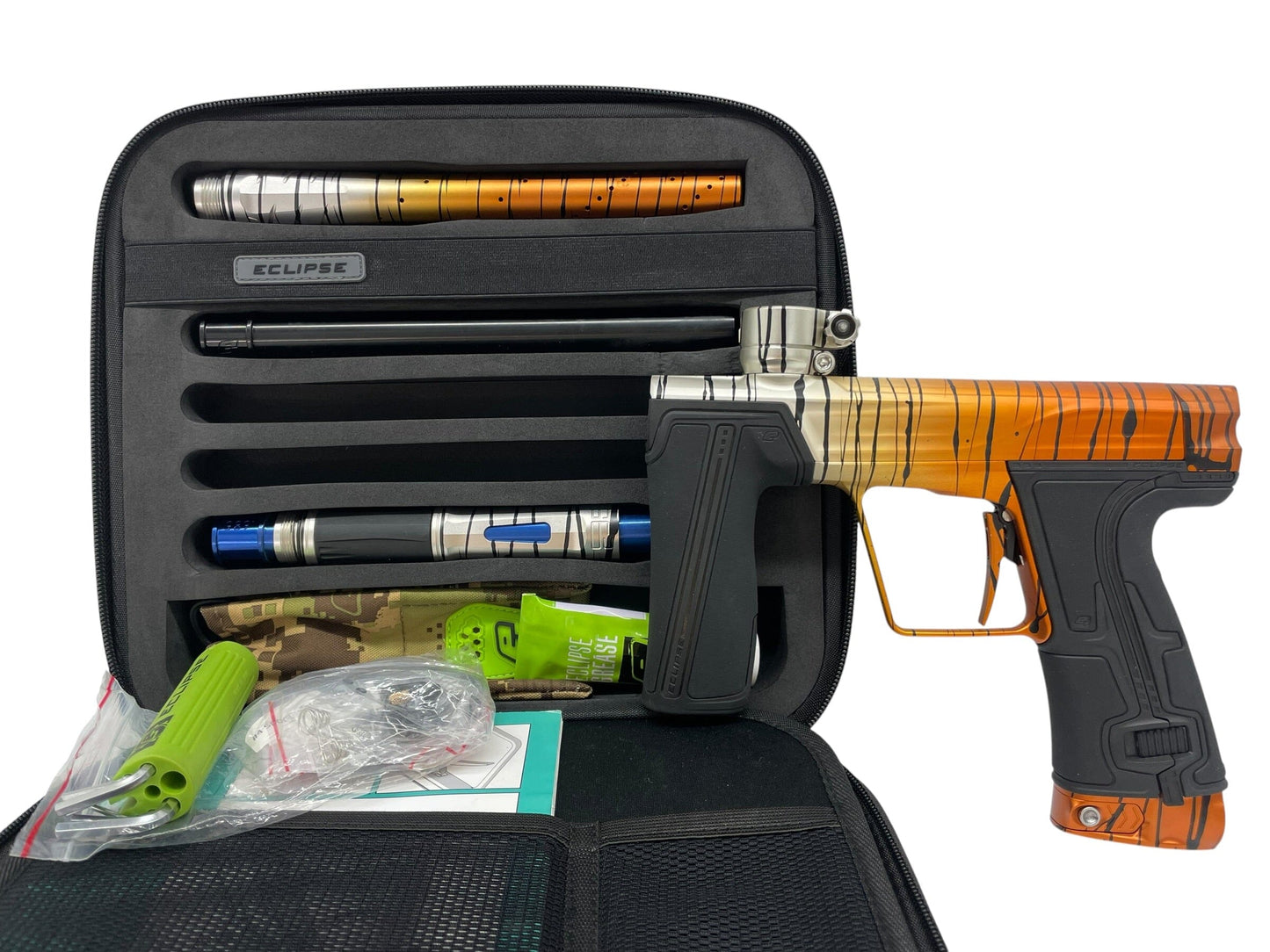 Used Planet Eclipse Geo R5 "Tiger Stripe Fade" Paintball Gun Paintball Gun from CPXBrosPaintball Buy/Sell/Trade Paintball Markers, New Paintball Guns, Paintball Hoppers, Paintball Masks, and Hormesis Headbands
