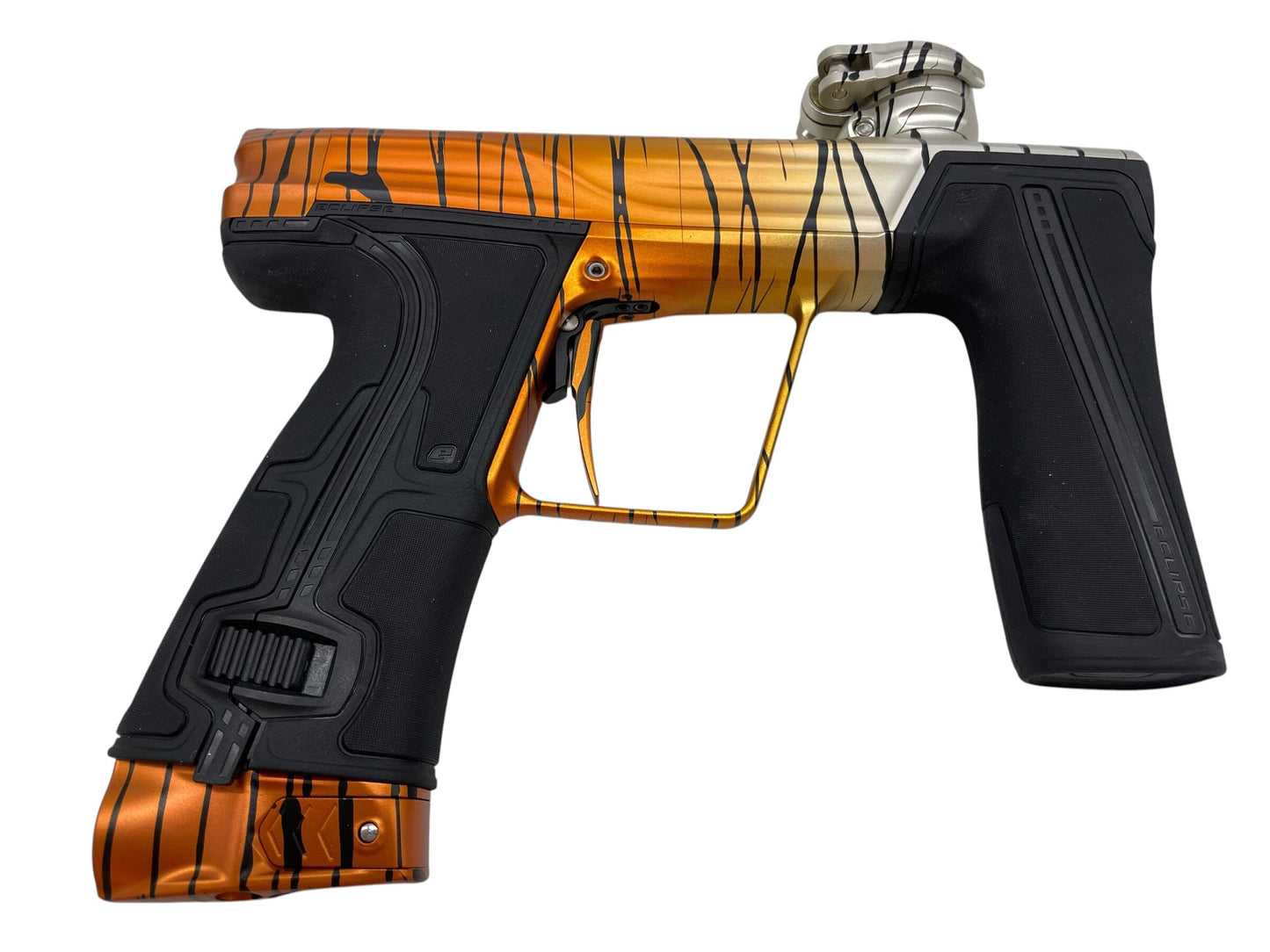 Used Planet Eclipse Geo R5 "Tiger Stripe Fade" Paintball Gun Paintball Gun from CPXBrosPaintball Buy/Sell/Trade Paintball Markers, New Paintball Guns, Paintball Hoppers, Paintball Masks, and Hormesis Headbands