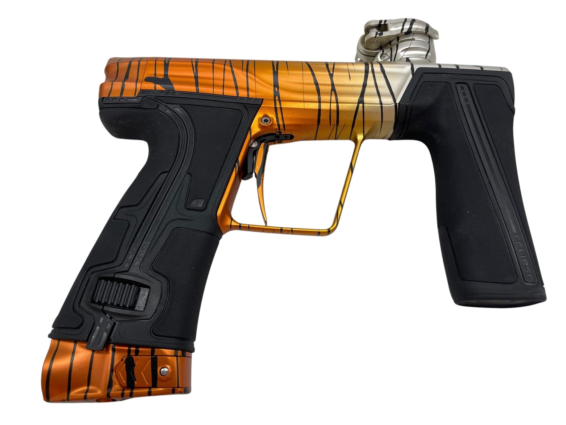 Used Planet Eclipse Geo R5 "Tiger Stripe Fade" Paintball Gun Paintball Gun from CPXBrosPaintball Buy/Sell/Trade Paintball Markers, New Paintball Guns, Paintball Hoppers, Paintball Masks, and Hormesis Headbands