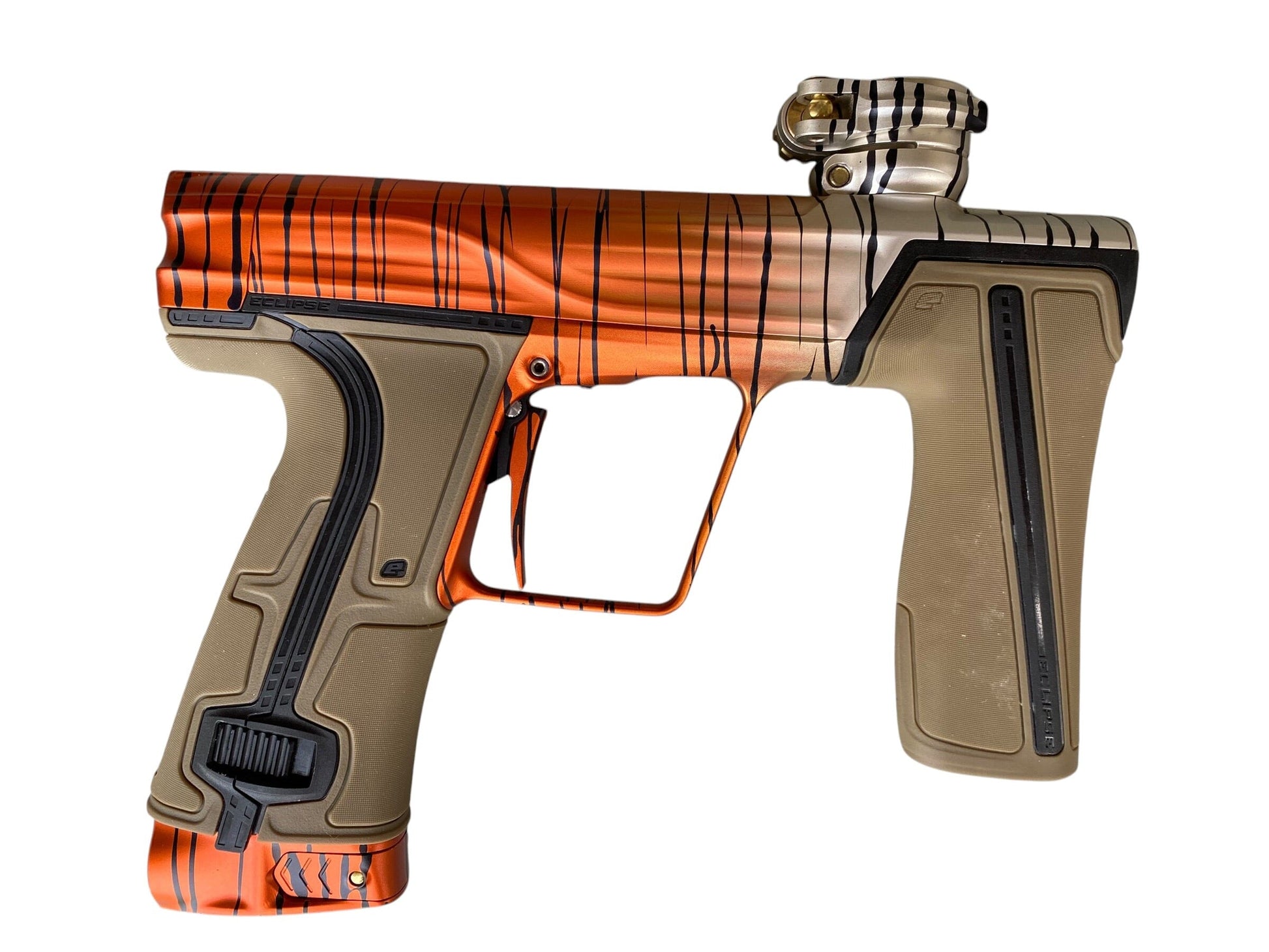 Used Planet Eclipse Geo R5 "Tiger Stripe Fade" Paintball Gun Paintball Gun from CPXBrosPaintball Buy/Sell/Trade Paintball Markers, New Paintball Guns, Paintball Hoppers, Paintball Masks, and Hormesis Headbands