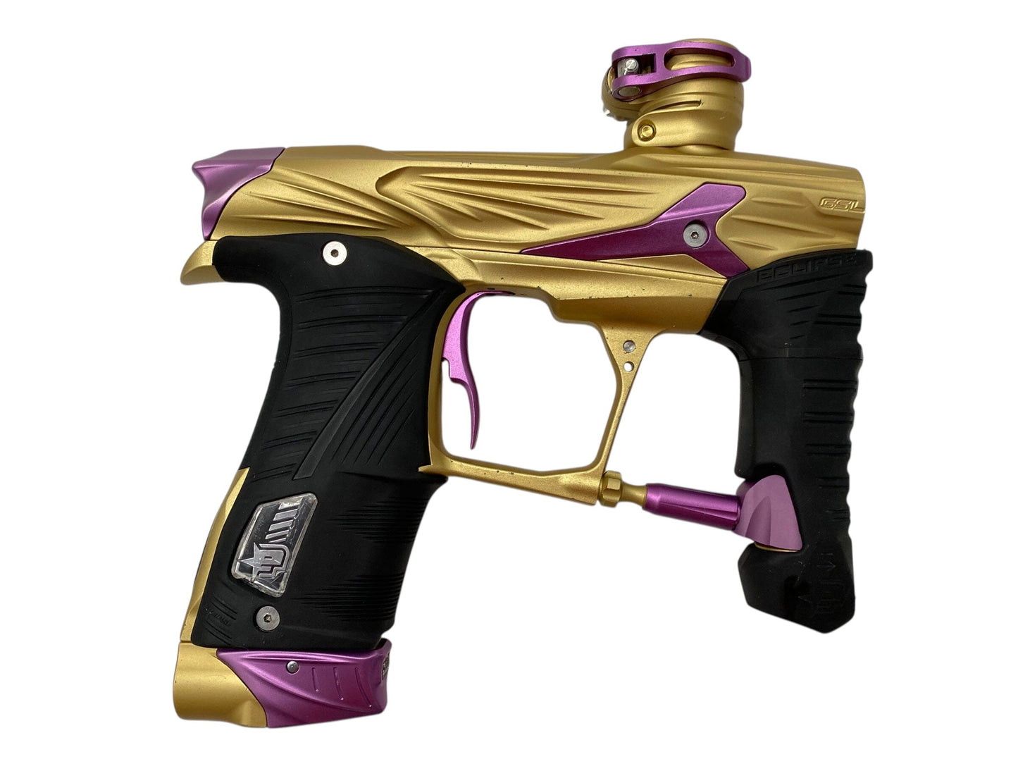 Used Planet Eclipse GSL Paintball Gun Gold/Purple Paintball Gun from CPXBrosPaintball Buy/Sell/Trade Paintball Markers, New Paintball Guns, Paintball Hoppers, Paintball Masks, and Hormesis Headbands