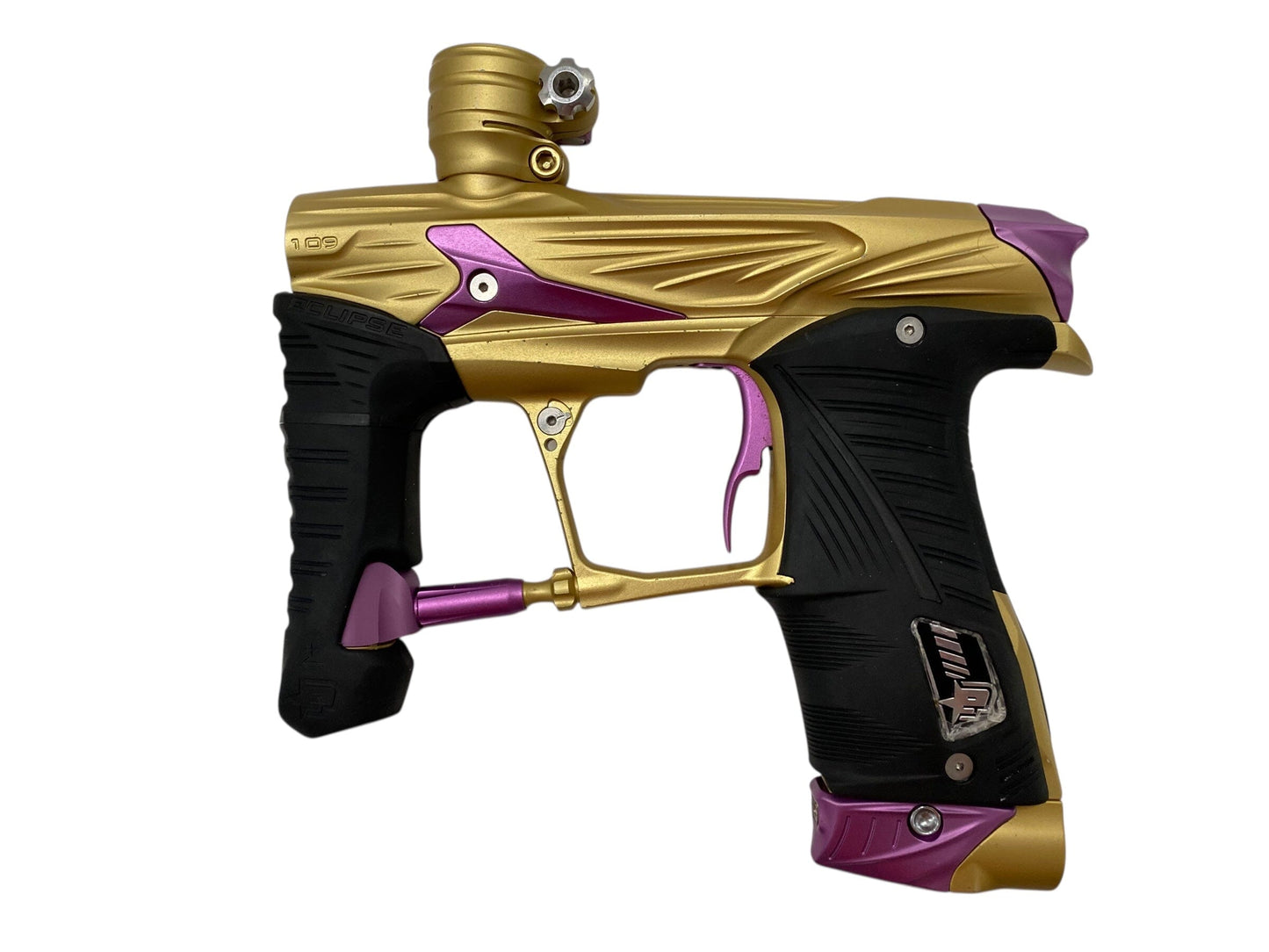 Used Planet Eclipse GSL Paintball Gun Gold/Purple Paintball Gun from CPXBrosPaintball Buy/Sell/Trade Paintball Markers, New Paintball Guns, Paintball Hoppers, Paintball Masks, and Hormesis Headbands