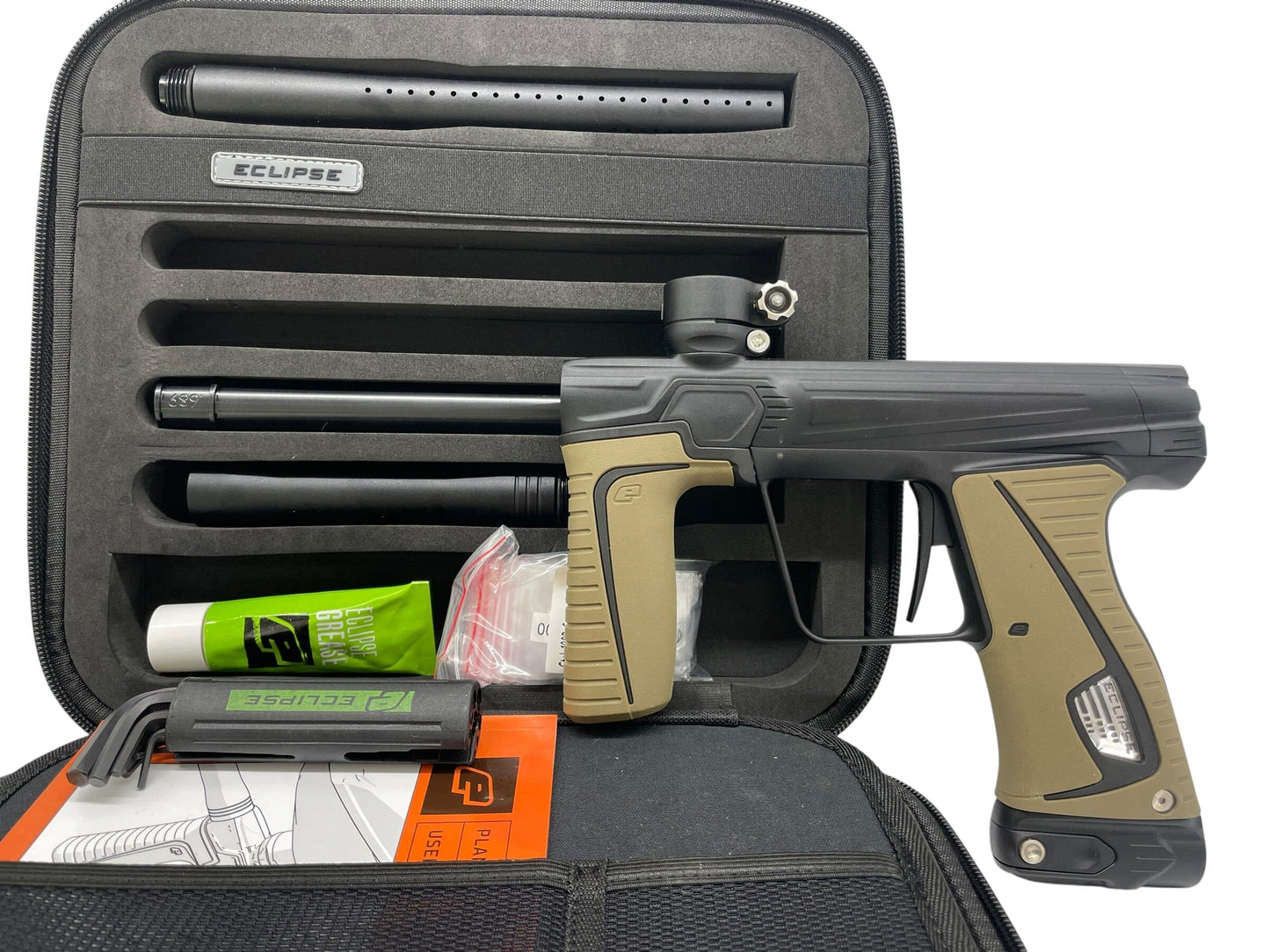 Used Planet Eclipse Gtek 180r Midnight W/ Tan Grips Paintball Gun Paintball Gun from CPXBrosPaintball Buy/Sell/Trade Paintball Markers, New Paintball Guns, Paintball Hoppers, Paintball Masks, and Hormesis Headbands
