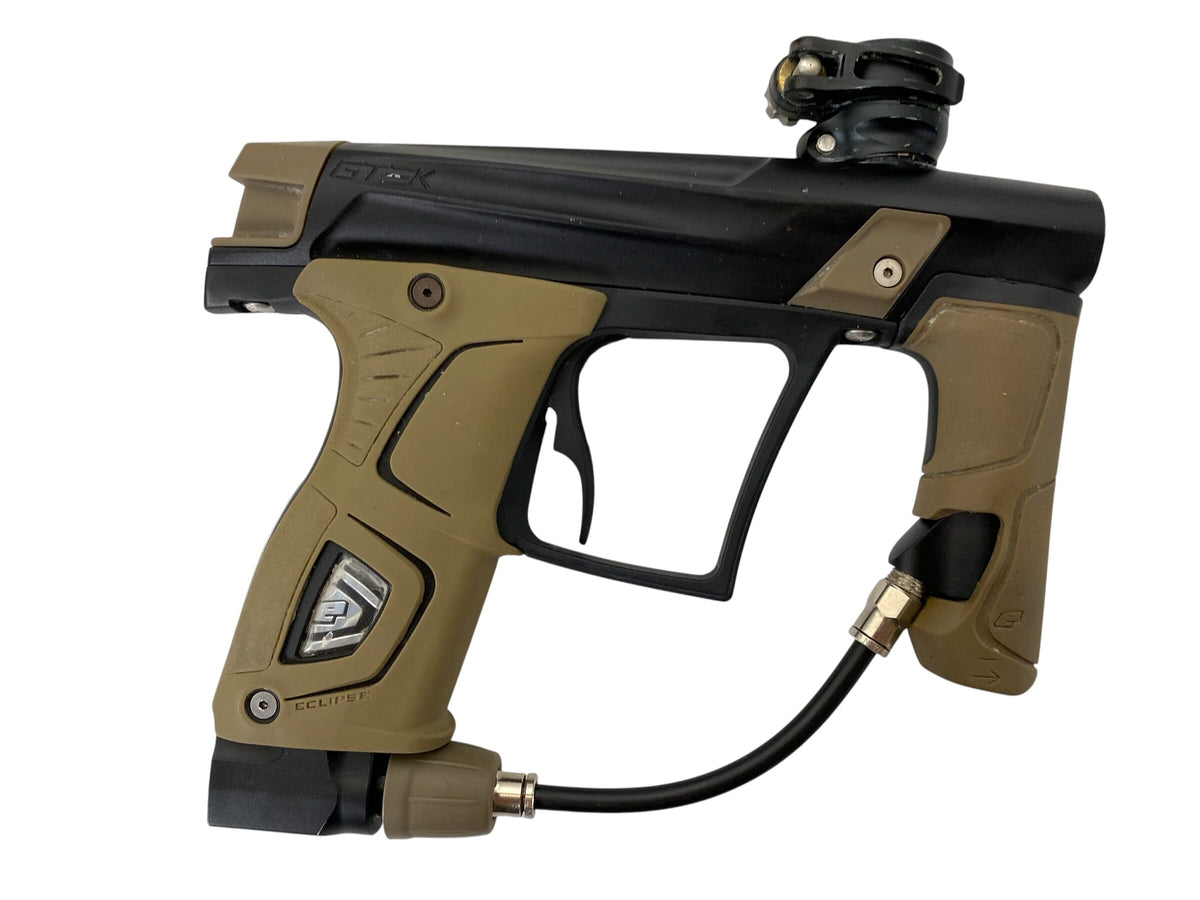 Used Planet Eclipse GTEK Black/Tan Paintball Gun Paintball Gun from CPXBrosPaintball Buy/Sell/Trade Paintball Markers, New Paintball Guns, Paintball Hoppers, Paintball Masks, and Hormesis Headbands