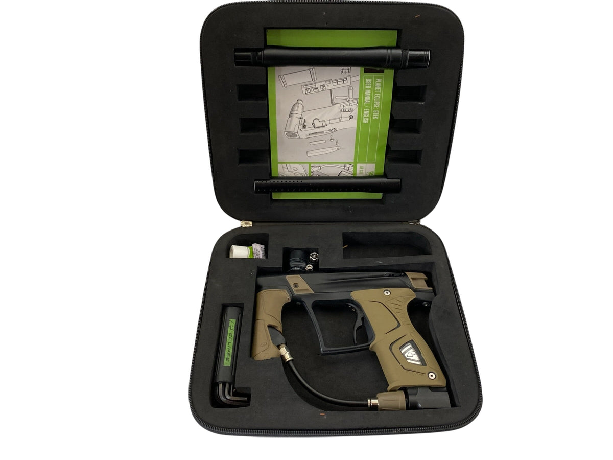 Used Planet Eclipse GTEK Black/Tan Paintball Gun Paintball Gun from CPXBrosPaintball Buy/Sell/Trade Paintball Markers, New Paintball Guns, Paintball Hoppers, Paintball Masks, and Hormesis Headbands