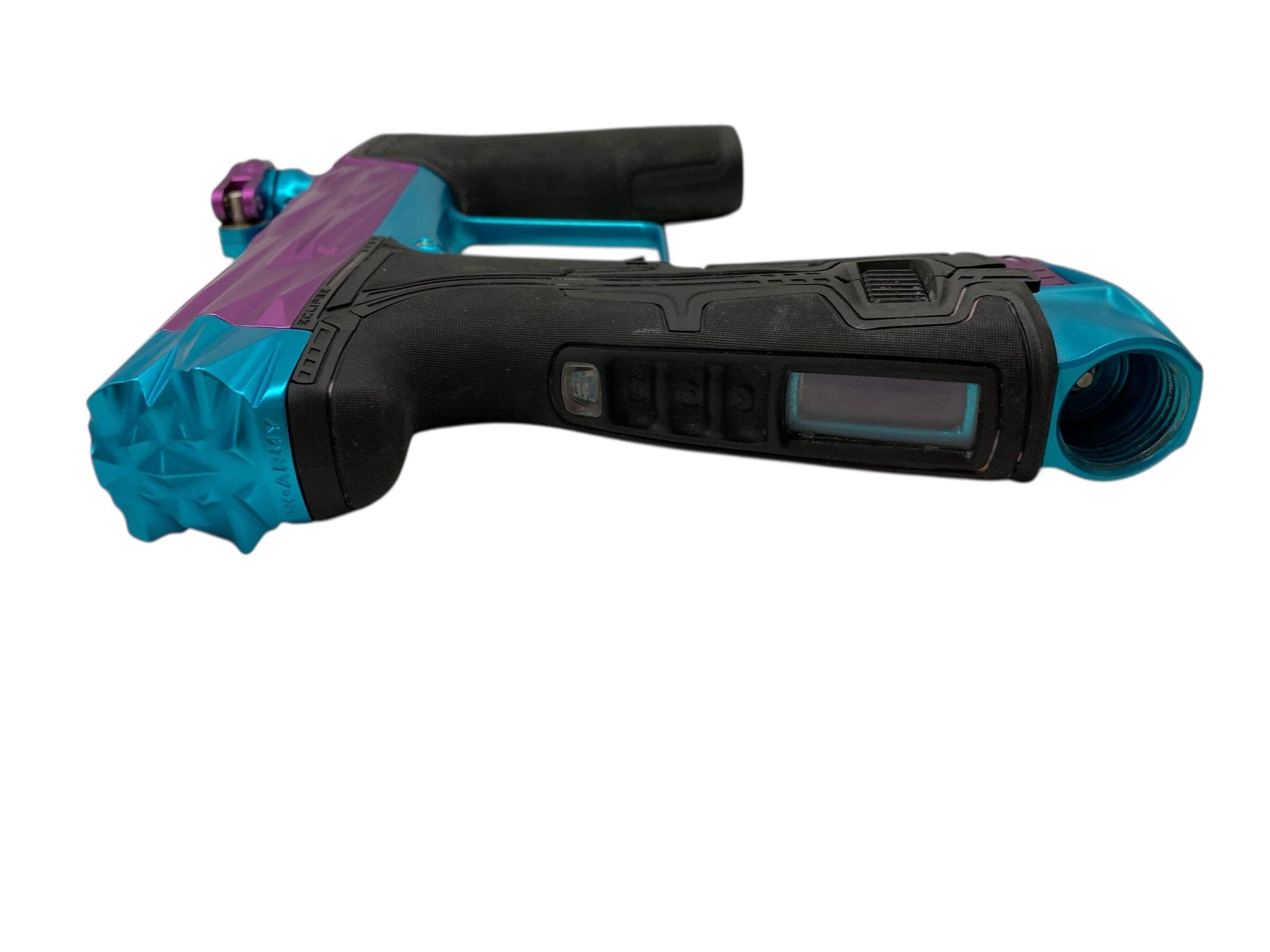 Used Planet Eclipse Hk Razr Geo R5 Paintball Gun Purple/Teal Paintball Gun from CPXBrosPaintball Buy/Sell/Trade Paintball Markers, New Paintball Guns, Paintball Hoppers, Paintball Masks, and Hormesis Headbands