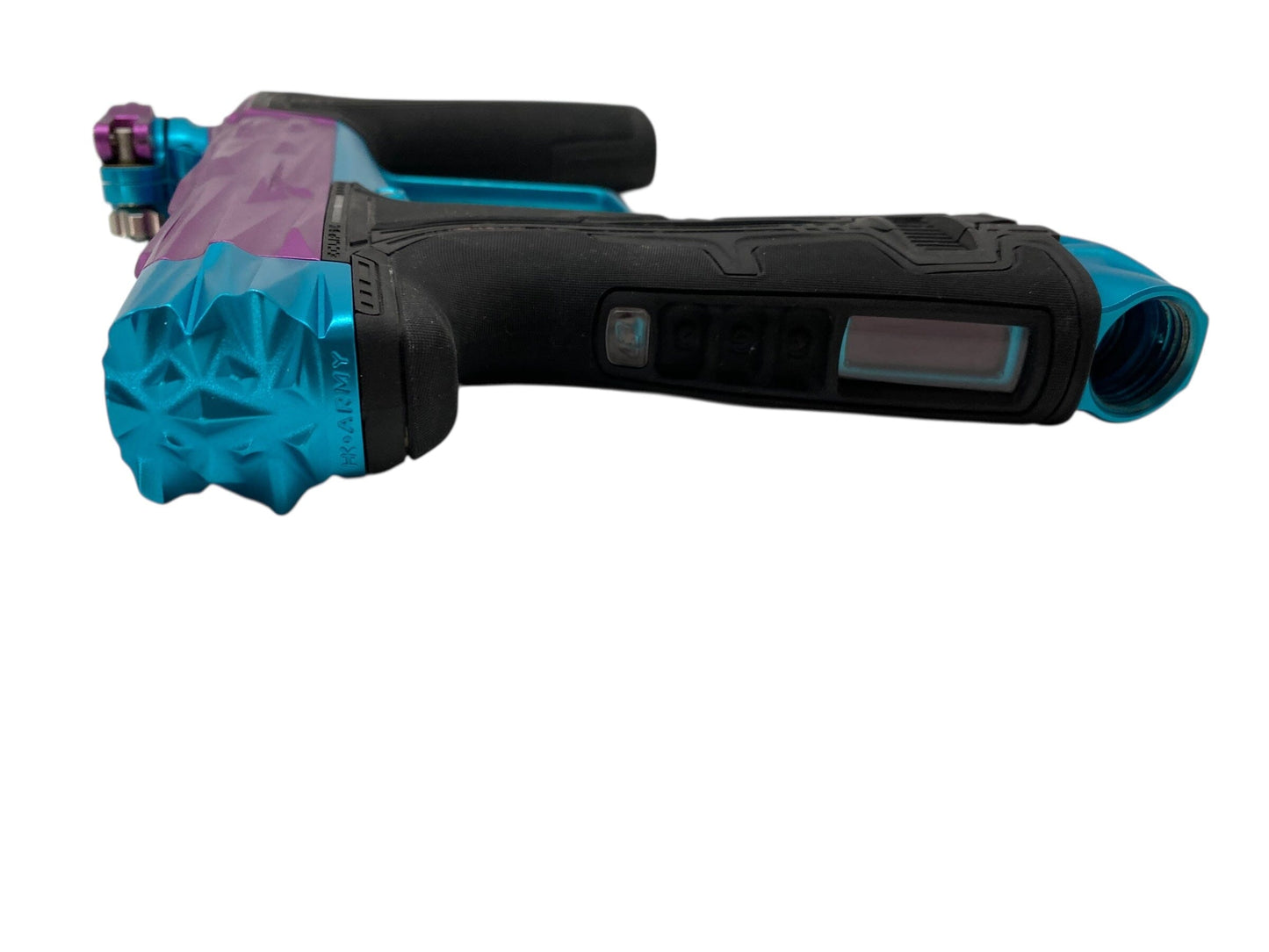 Used Planet Eclipse Hk Razr Geo R5 Paintball Gun Purple/Teal Paintball Gun from CPXBrosPaintball Buy/Sell/Trade Paintball Markers, New Paintball Guns, Paintball Hoppers, Paintball Masks, and Hormesis Headbands