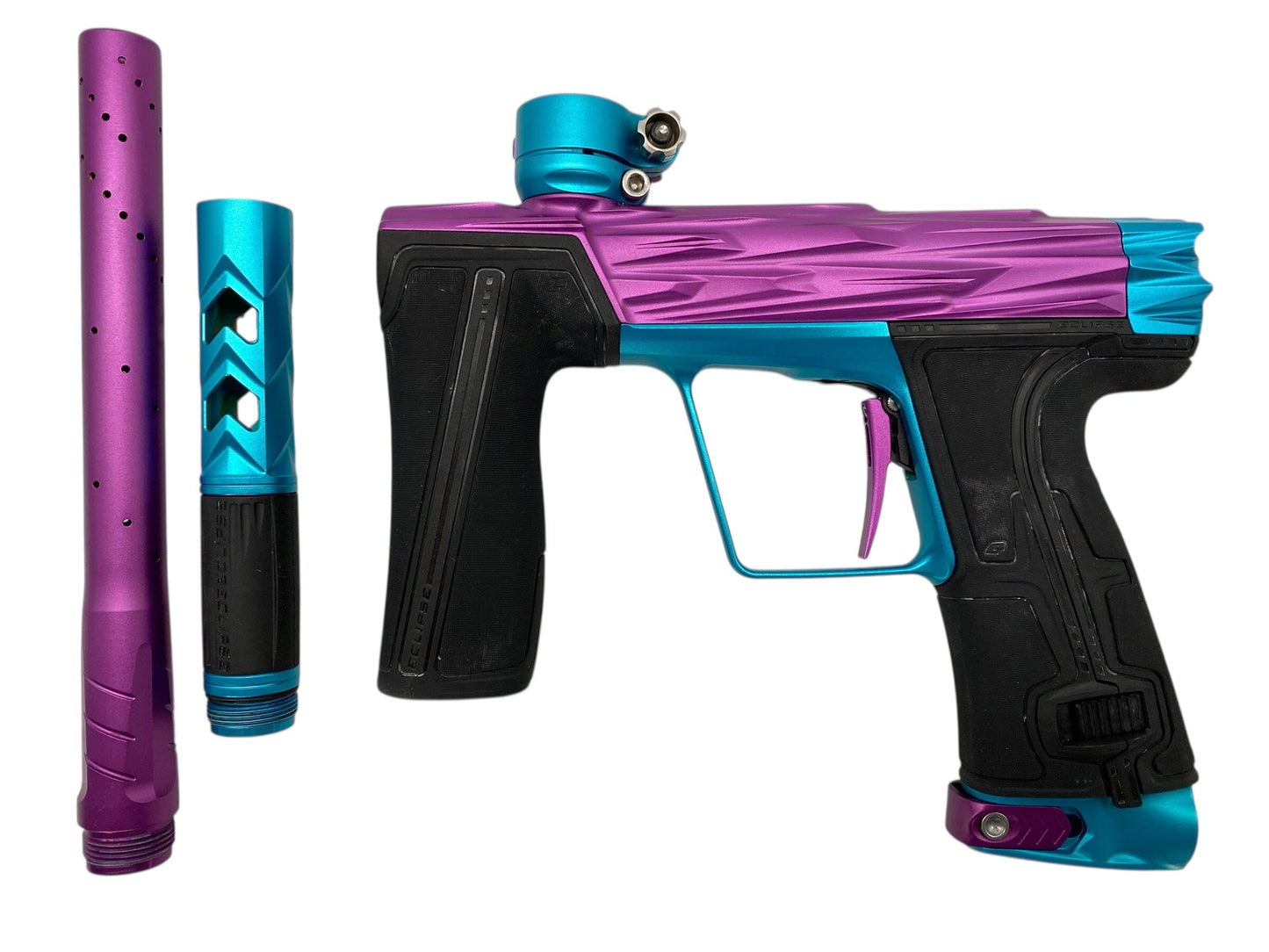 Used Planet Eclipse Hk Razr Geo R5 Paintball Gun Purple/Teal Paintball Gun from CPXBrosPaintball Buy/Sell/Trade Paintball Markers, New Paintball Guns, Paintball Hoppers, Paintball Masks, and Hormesis Headbands