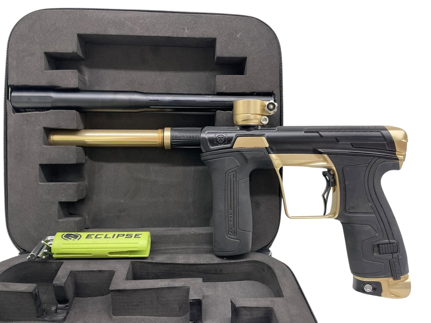 Used Planet Eclipse Infamous CS2 Black/Gold Paintball Gun Paintball Gun from CPXBrosPaintball Buy/Sell/Trade Paintball Markers, New Paintball Guns, Paintball Hoppers, Paintball Masks, and Hormesis Headbands