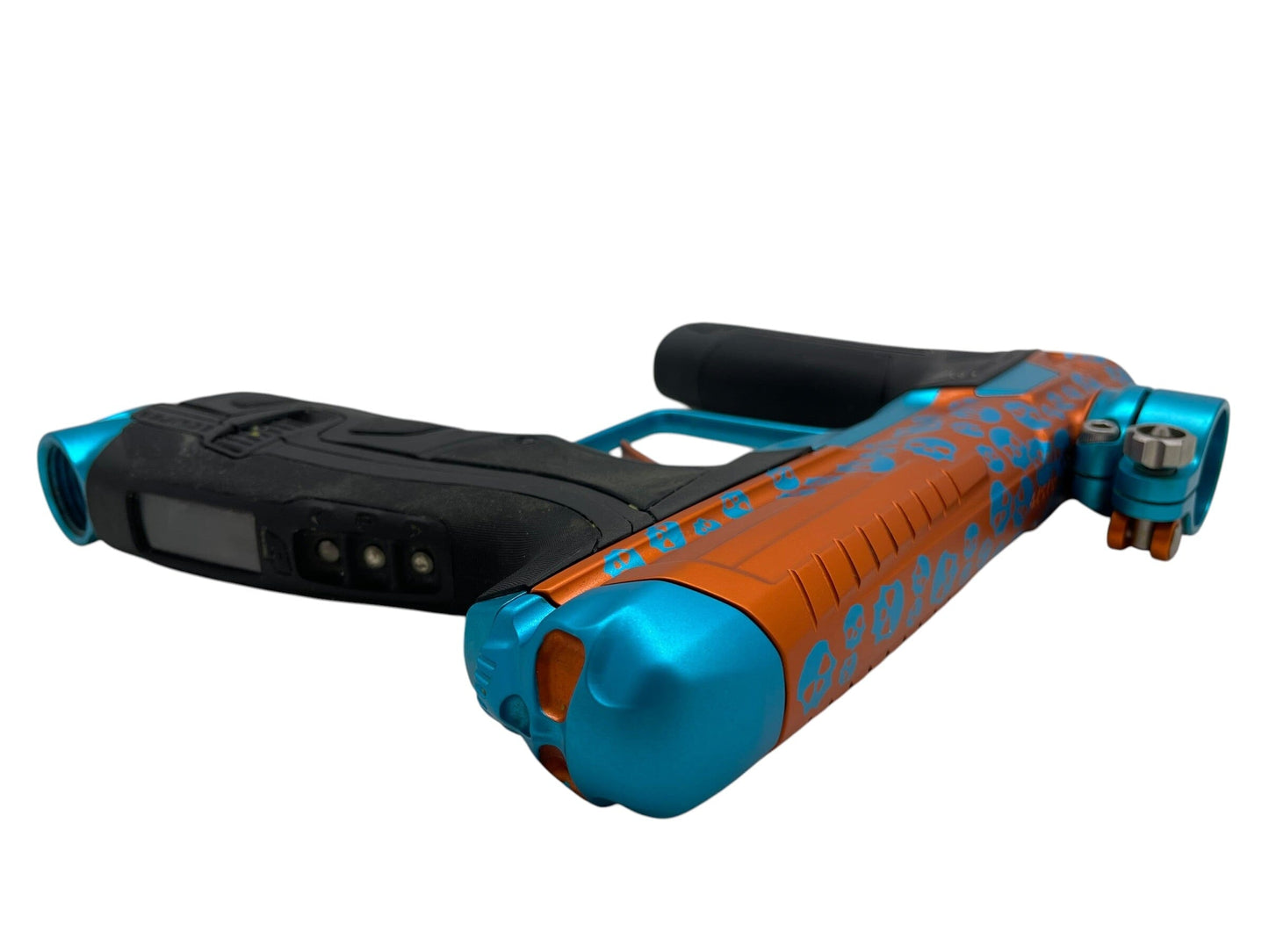 Used Planet Eclipse Infamous CS2 Orange & Teal Skull Ano Paintball Gun Paintball Gun from CPXBrosPaintball Buy/Sell/Trade Paintball Markers, New Paintball Guns, Paintball Hoppers, Paintball Masks, and Hormesis Headbands