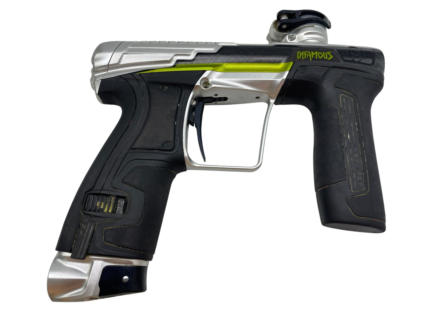 Used Planet Eclipse Infamous CS2 Plata O Plomo Paintball Gun Paintball Gun from CPXBrosPaintball Buy/Sell/Trade Paintball Markers, New Paintball Guns, Paintball Hoppers, Paintball Masks, and Hormesis Headbands