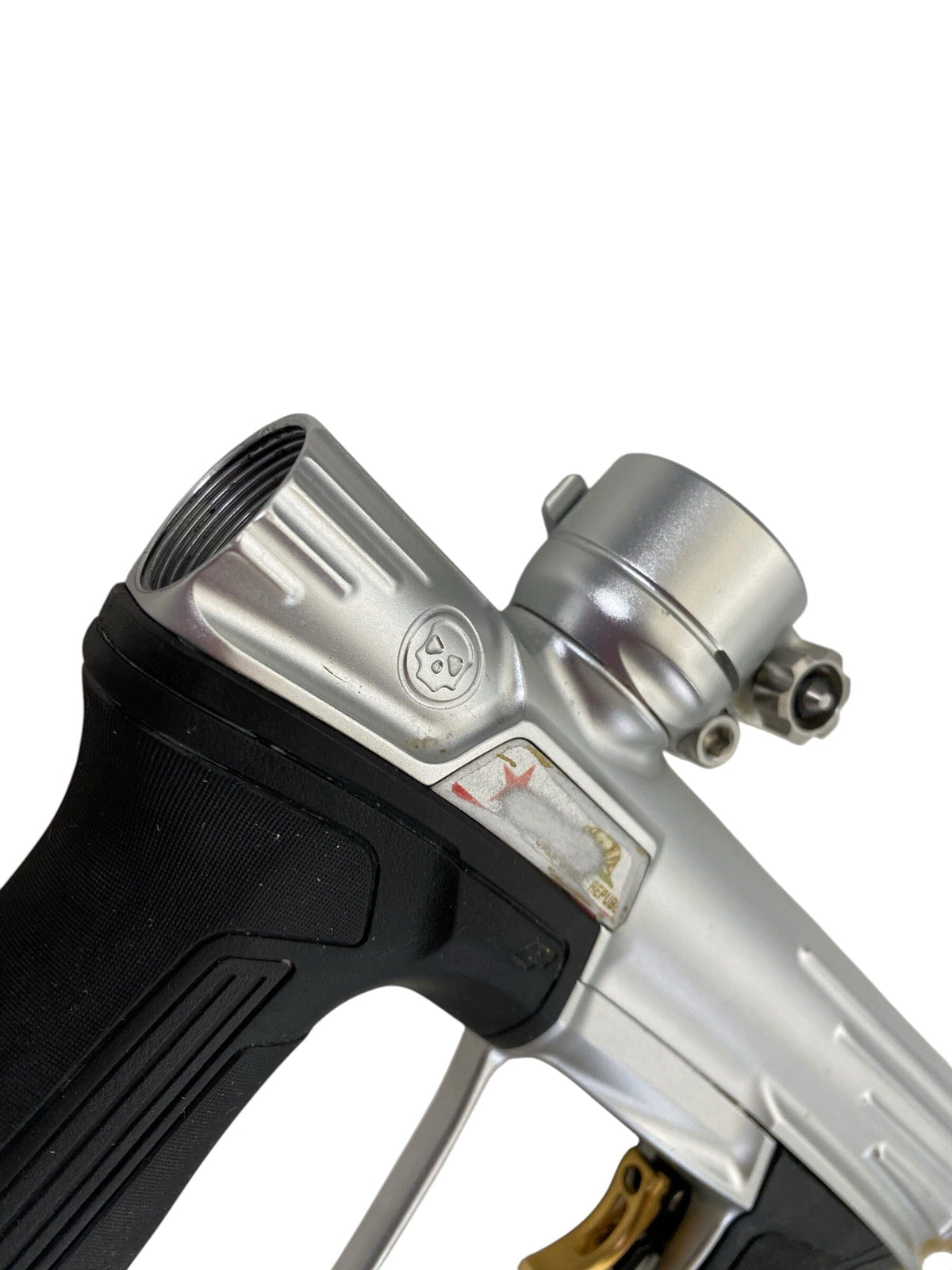 Used Planet Eclipse Infamous CS2 Silver/Gold Paintball Gun Paintball Gun from CPXBrosPaintball Buy/Sell/Trade Paintball Markers, New Paintball Guns, Paintball Hoppers, Paintball Masks, and Hormesis Headbands