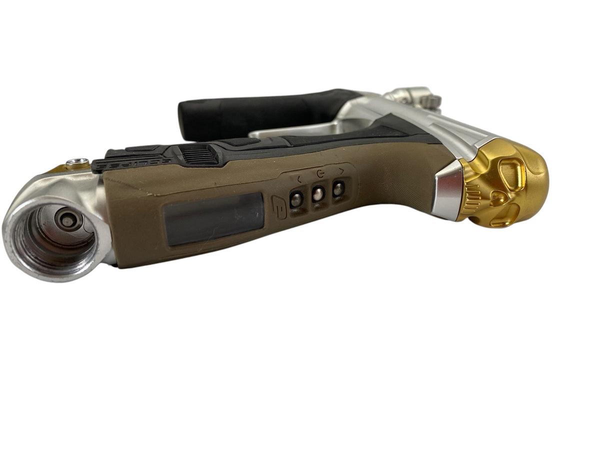 Used Planet Eclipse Infamous CS2 Silver/Gold Paintball Gun Paintball Gun from CPXBrosPaintball Buy/Sell/Trade Paintball Markers, New Paintball Guns, Paintball Hoppers, Paintball Masks, and Hormesis Headbands