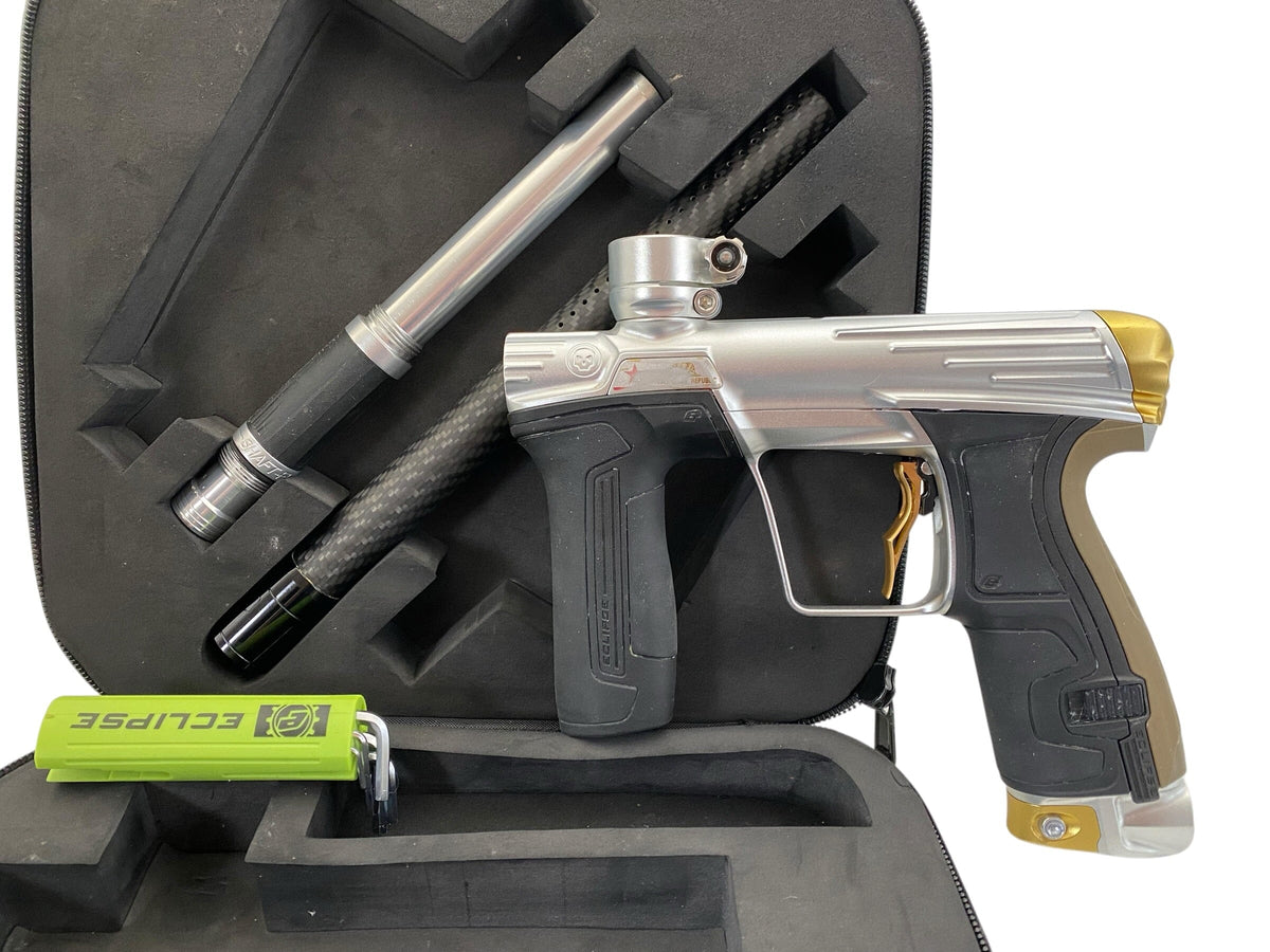 Used Planet Eclipse Infamous CS2 Silver/Gold Paintball Gun Paintball Gun from CPXBrosPaintball Buy/Sell/Trade Paintball Markers, New Paintball Guns, Paintball Hoppers, Paintball Masks, and Hormesis Headbands