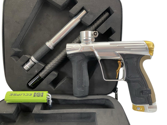 Used Planet Eclipse Infamous CS2 Silver/Gold Paintball Gun Paintball Gun from CPXBrosPaintball Buy/Sell/Trade Paintball Markers, New Paintball Guns, Paintball Hoppers, Paintball Masks, and Hormesis Headbands
