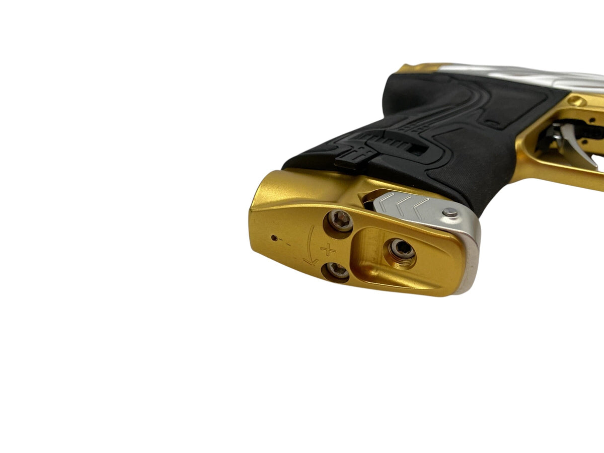 Used Planet Eclipse Infamous Diamond Skull CS3 Silver/Gold Paintball Gun Paintball Gun from CPXBrosPaintball Buy/Sell/Trade Paintball Markers, New Paintball Guns, Paintball Hoppers, Paintball Masks, and Hormesis Headbands