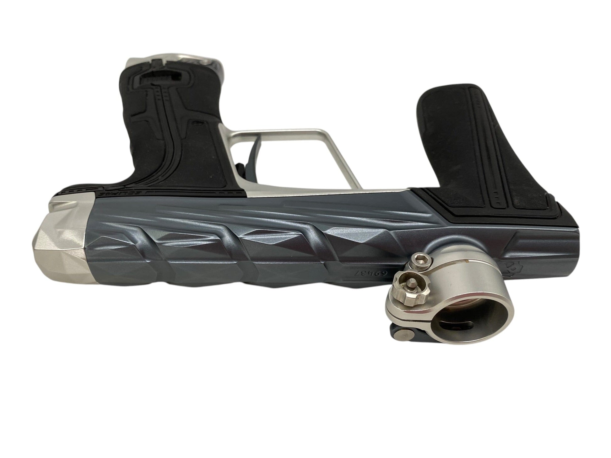 Used Planet Eclipse Infamous Geo R5 Grey/Silver Paintball Gun Paintball Gun from CPXBrosPaintball Buy/Sell/Trade Paintball Markers, New Paintball Guns, Paintball Hoppers, Paintball Masks, and Hormesis Headbands