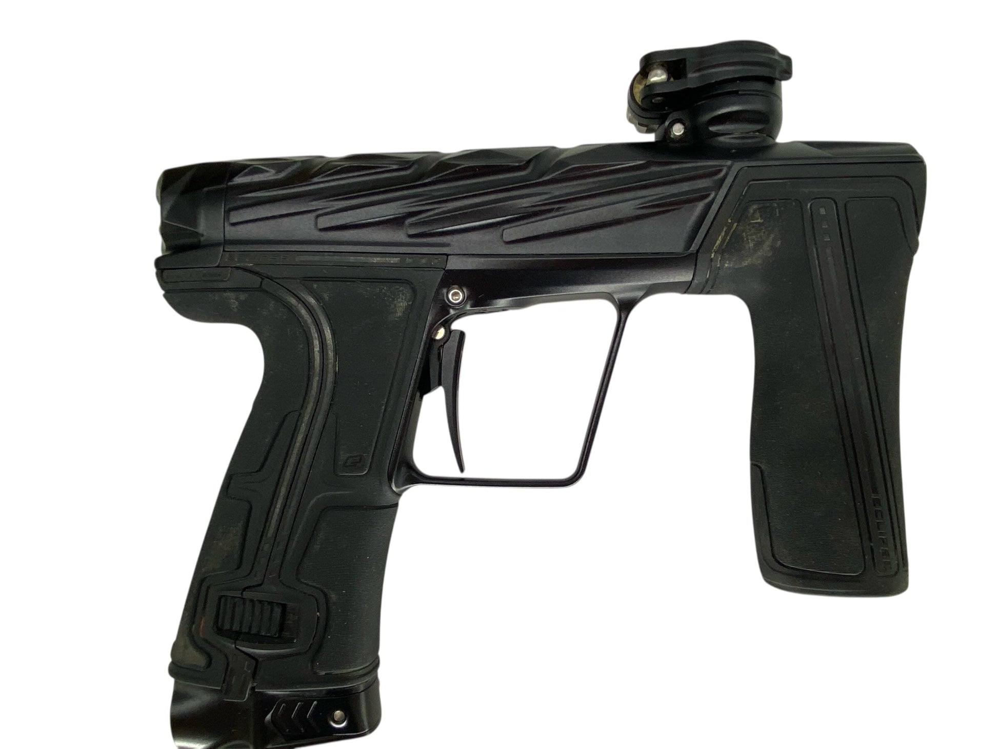 Used Planet Eclipse Infamous Geo R5 Paintball Gun Midnight Paintball Gun from CPXBrosPaintball Buy/Sell/Trade Paintball Markers, New Paintball Guns, Paintball Hoppers, Paintball Masks, and Hormesis Headbands