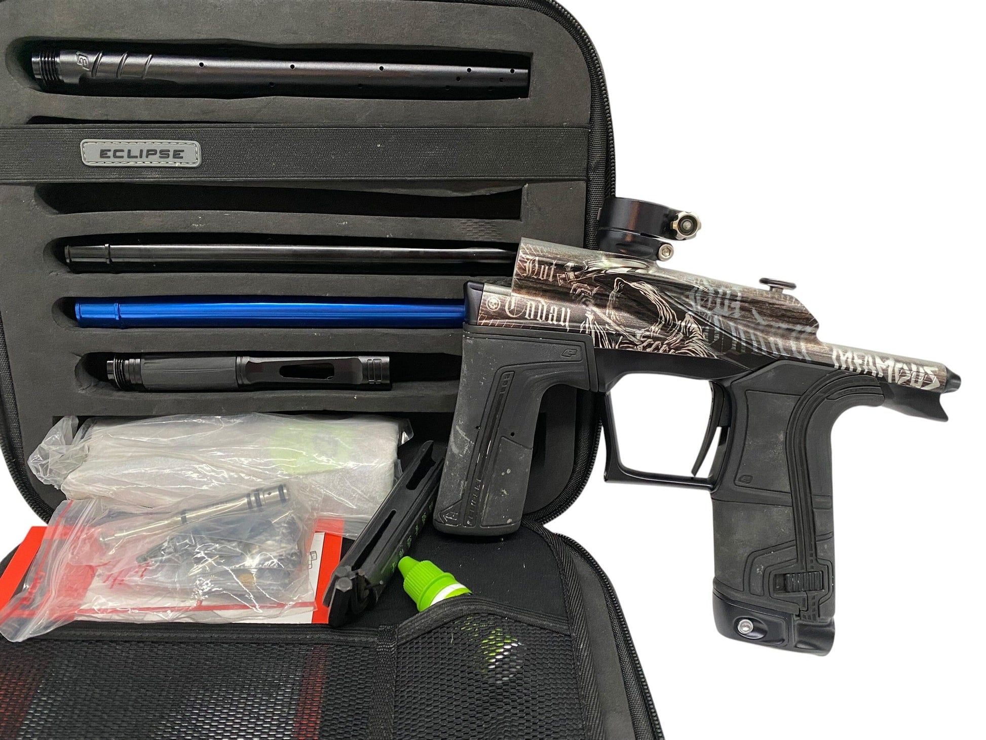 Used Planet Eclipse Infamous Not Today Death Lv2 Paintball Gun Paintball Gun from CPXBrosPaintball Buy/Sell/Trade Paintball Markers, New Paintball Guns, Paintball Hoppers, Paintball Masks, and Hormesis Headbands