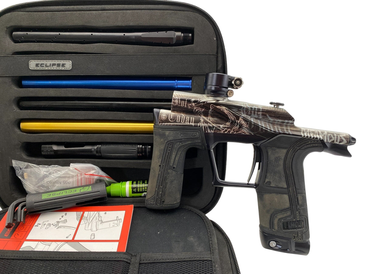 Used Planet Eclipse Infamous "Not Today Death" LV2 Paintball Gun Paintball Gun from CPXBrosPaintball Buy/Sell/Trade Paintball Markers, New Paintball Guns, Paintball Hoppers, Paintball Masks, and Hormesis Headbands