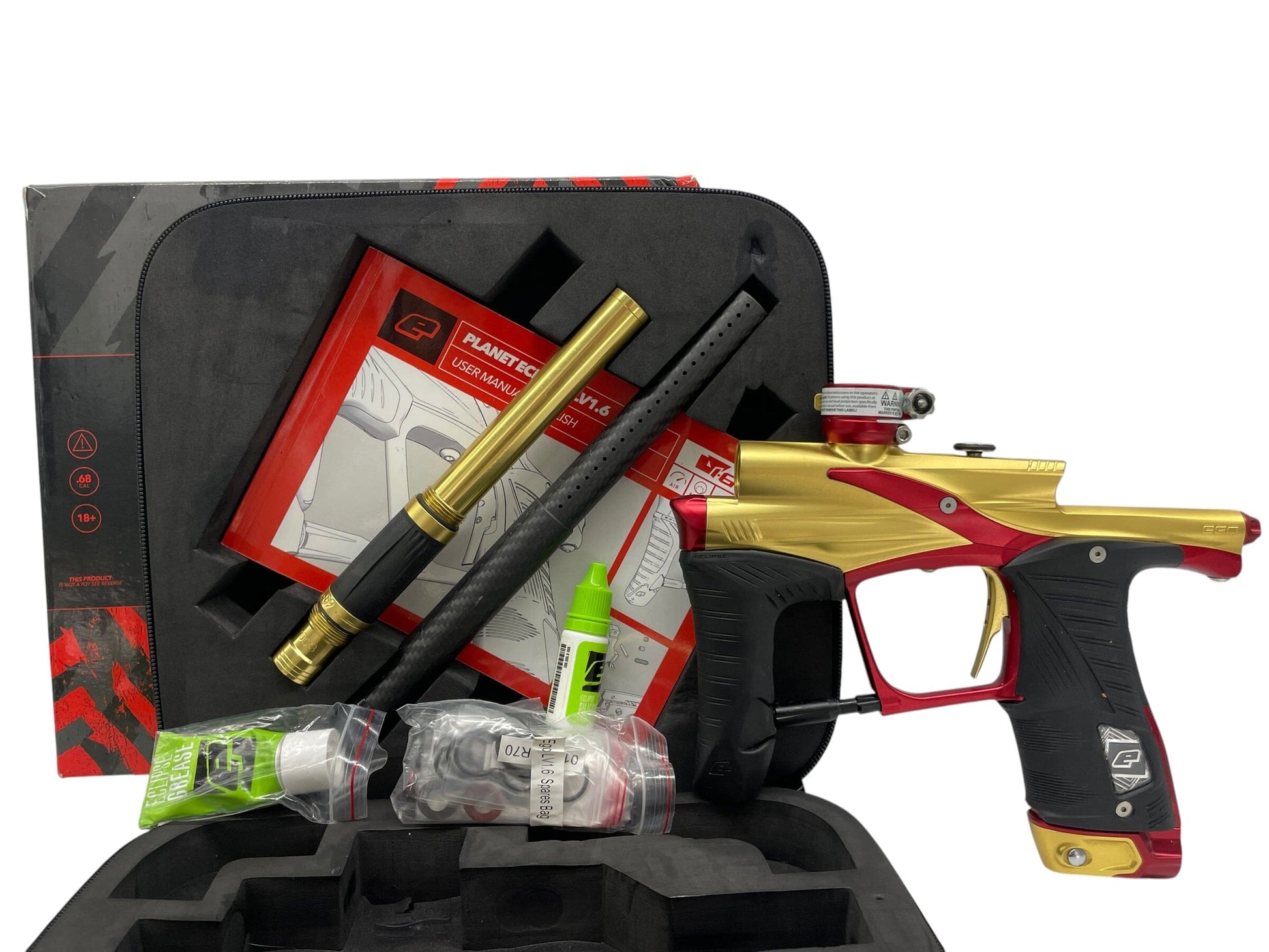 Used Planet Eclipse LV1.6 Gold/Red Paintball Gun *MINT* Paintball Gun from CPXBrosPaintball Buy/Sell/Trade Paintball Markers, New Paintball Guns, Paintball Hoppers, Paintball Masks, and Hormesis Headbands