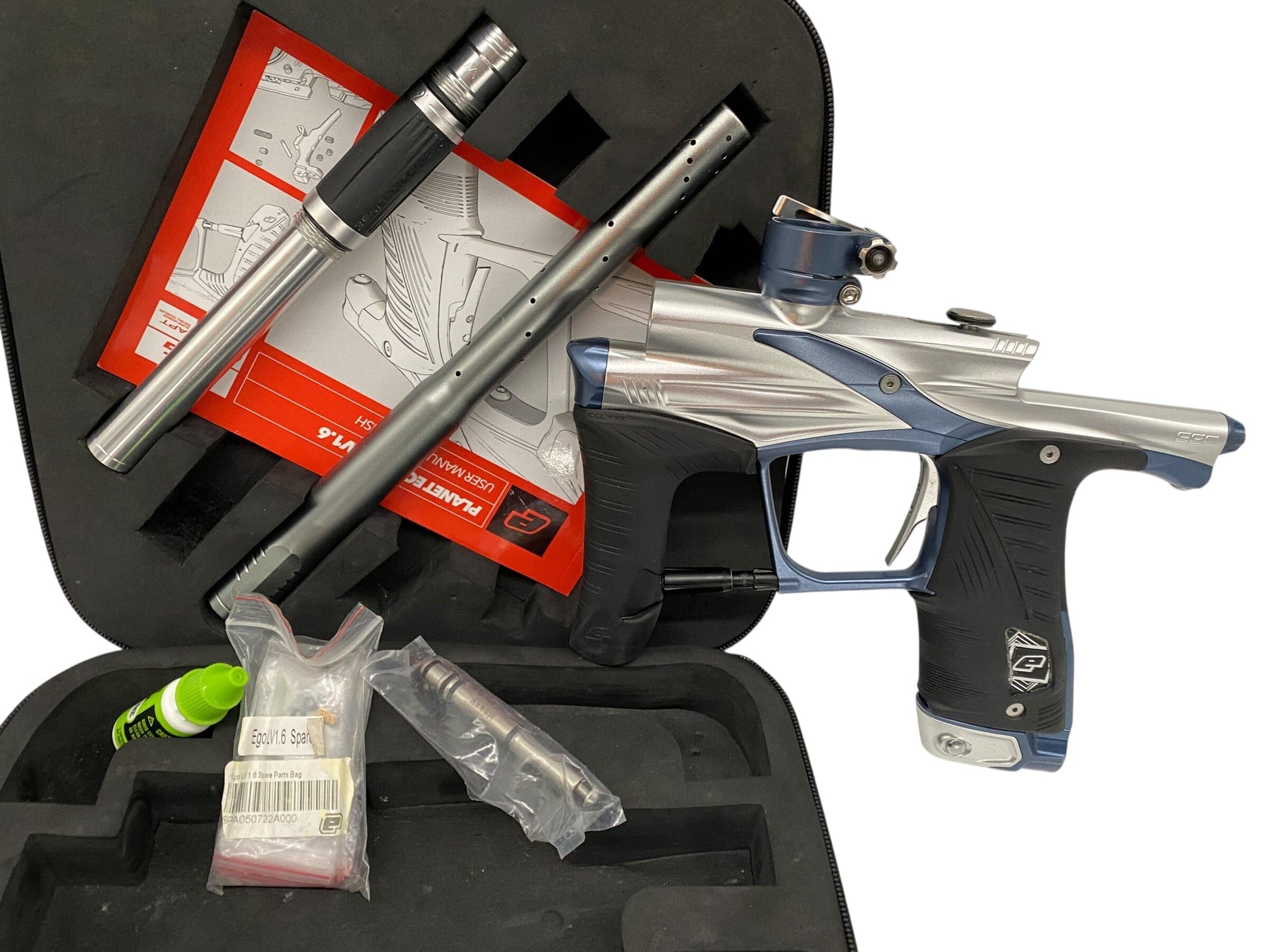 Used Planet Eclipse Lv1.6 Paintball Gun Silver/Blue Paintball Gun from CPXBrosPaintball Buy/Sell/Trade Paintball Markers, New Paintball Guns, Paintball Hoppers, Paintball Masks, and Hormesis Headbands
