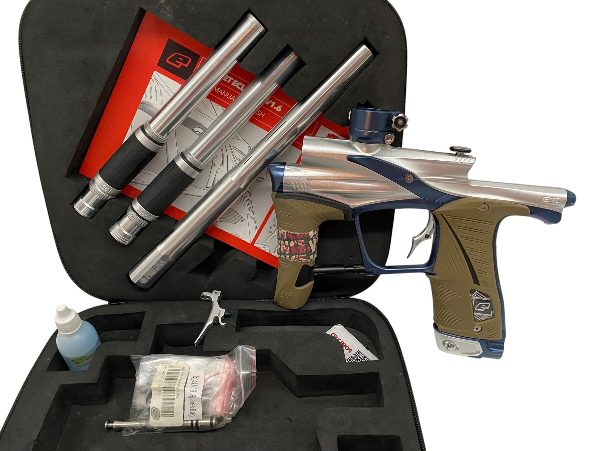 Used Planet Eclipse Lv1.6 Silver/Blue Paintball Gun Paintball Gun from CPXBrosPaintball Buy/Sell/Trade Paintball Markers, New Paintball Guns, Paintball Hoppers, Paintball Masks, and Hormesis Headbands