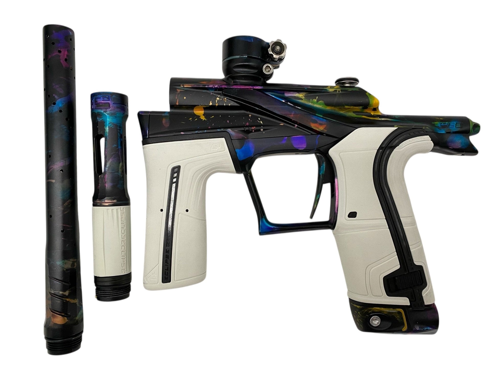 Used Planet Eclipse Lv2 Paintball Gun Black/Galaxy Splash Paintball Gun from CPXBrosPaintball Buy/Sell/Trade Paintball Markers, New Paintball Guns, Paintball Hoppers, Paintball Masks, and Hormesis Headbands