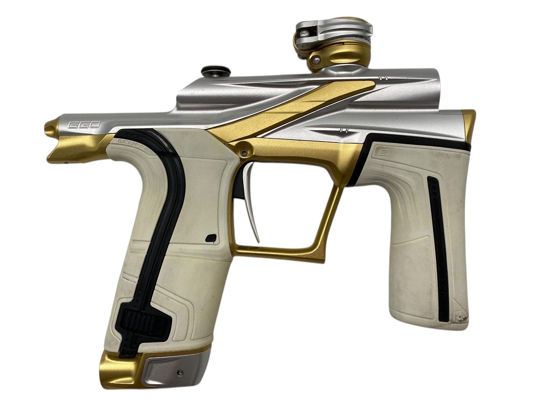Used Planet Eclipse Lv2 Paintball Gun Silver/Gold Paintball Gun from CPXBrosPaintball Buy/Sell/Trade Paintball Markers, New Paintball Guns, Paintball Hoppers, Paintball Masks, and Hormesis Headbands