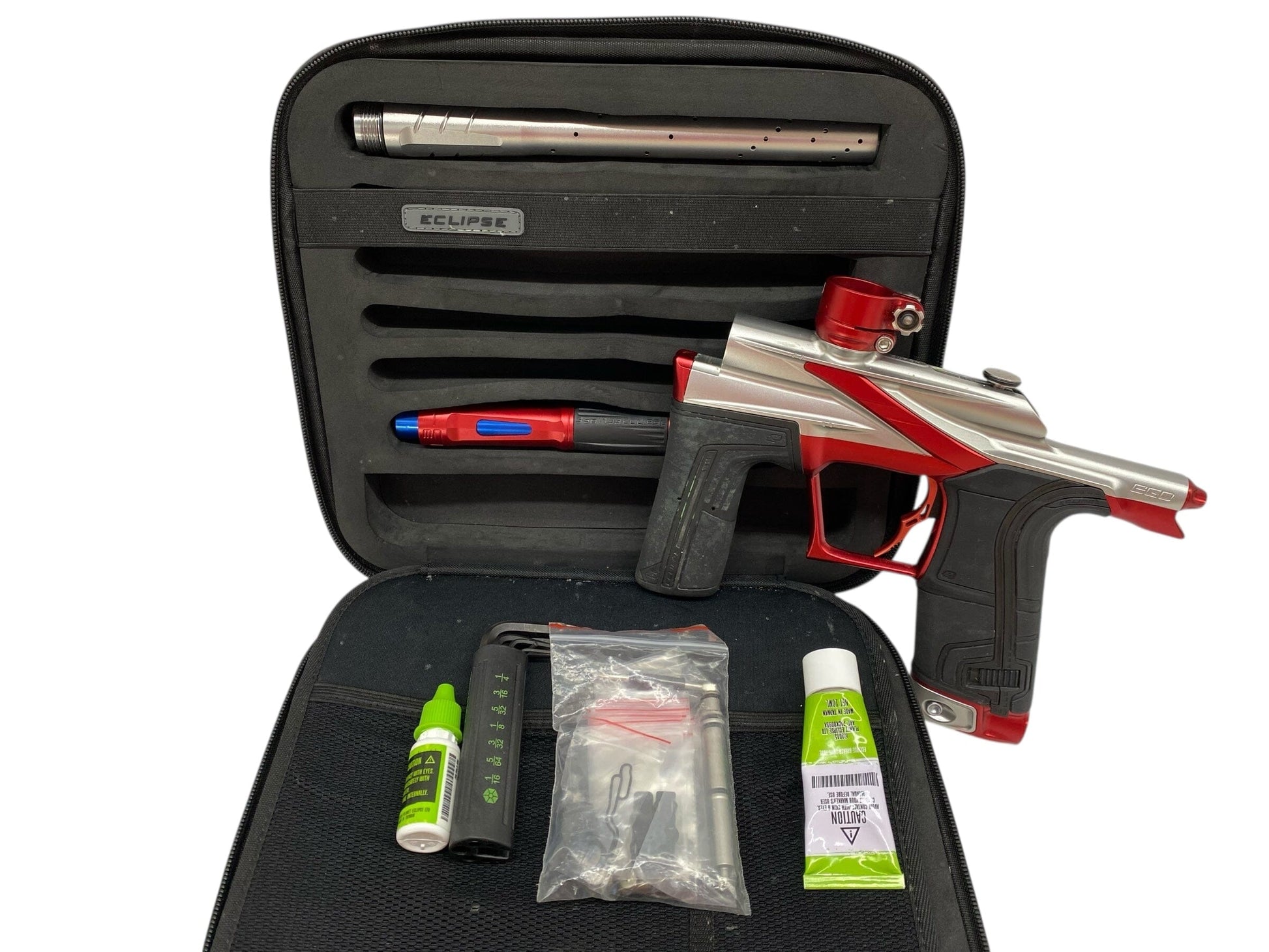 Used Planet Eclipse Lv2 Paintball Gun Silver/Red Paintball Gun from CPXBrosPaintball Buy/Sell/Trade Paintball Markers, New Paintball Guns, Paintball Hoppers, Paintball Masks, and Hormesis Headbands