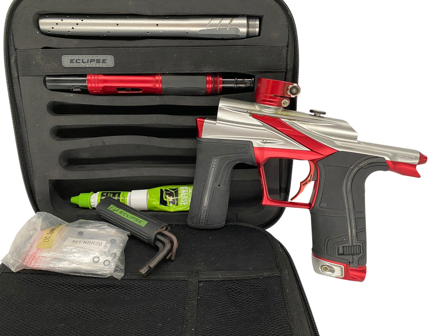 Used Planet Eclipse LV2 Silver/Red Paintball Gun Paintball Gun from CPXBrosPaintball Buy/Sell/Trade Paintball Markers, New Paintball Guns, Paintball Hoppers, Paintball Masks, and Hormesis Headbands