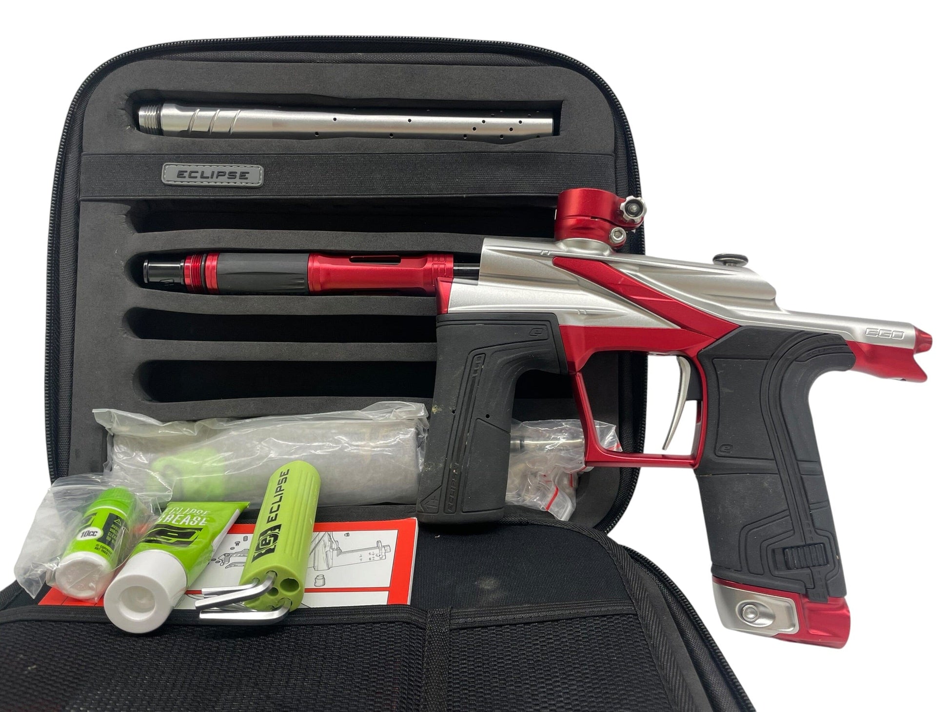 Used Planet Eclipse LV2 Silver/Red Paintball Gun Paintball Gun from CPXBrosPaintball Buy/Sell/Trade Paintball Markers, New Paintball Guns, Paintball Hoppers, Paintball Masks, and Hormesis Headbands