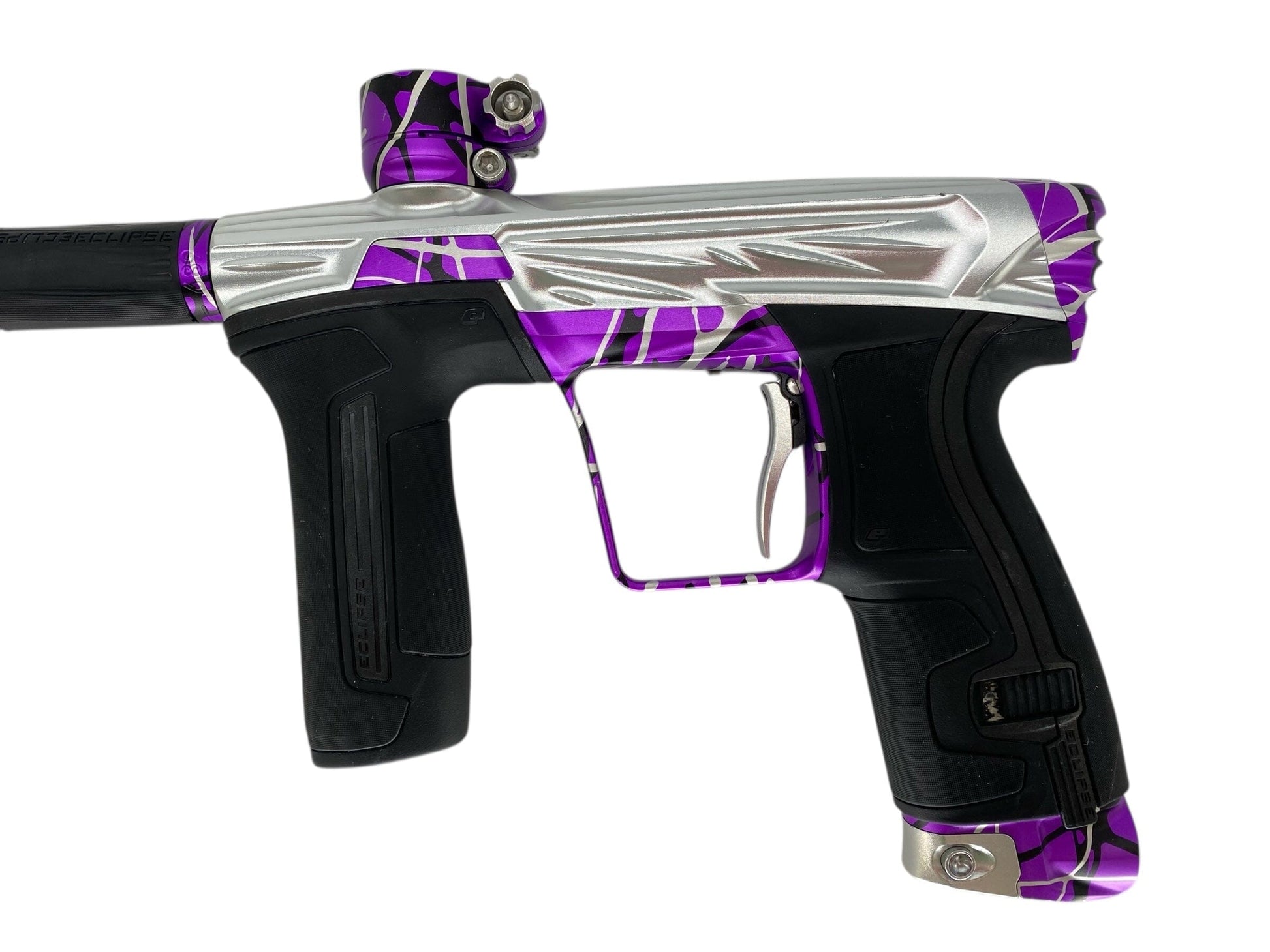 Used Planet Eclipse Project G Cs2 Paintball Gun Silver Purple Splash Paintball Gun from CPXBrosPaintball Buy/Sell/Trade Paintball Markers, New Paintball Guns, Paintball Hoppers, Paintball Masks, and Hormesis Headbands