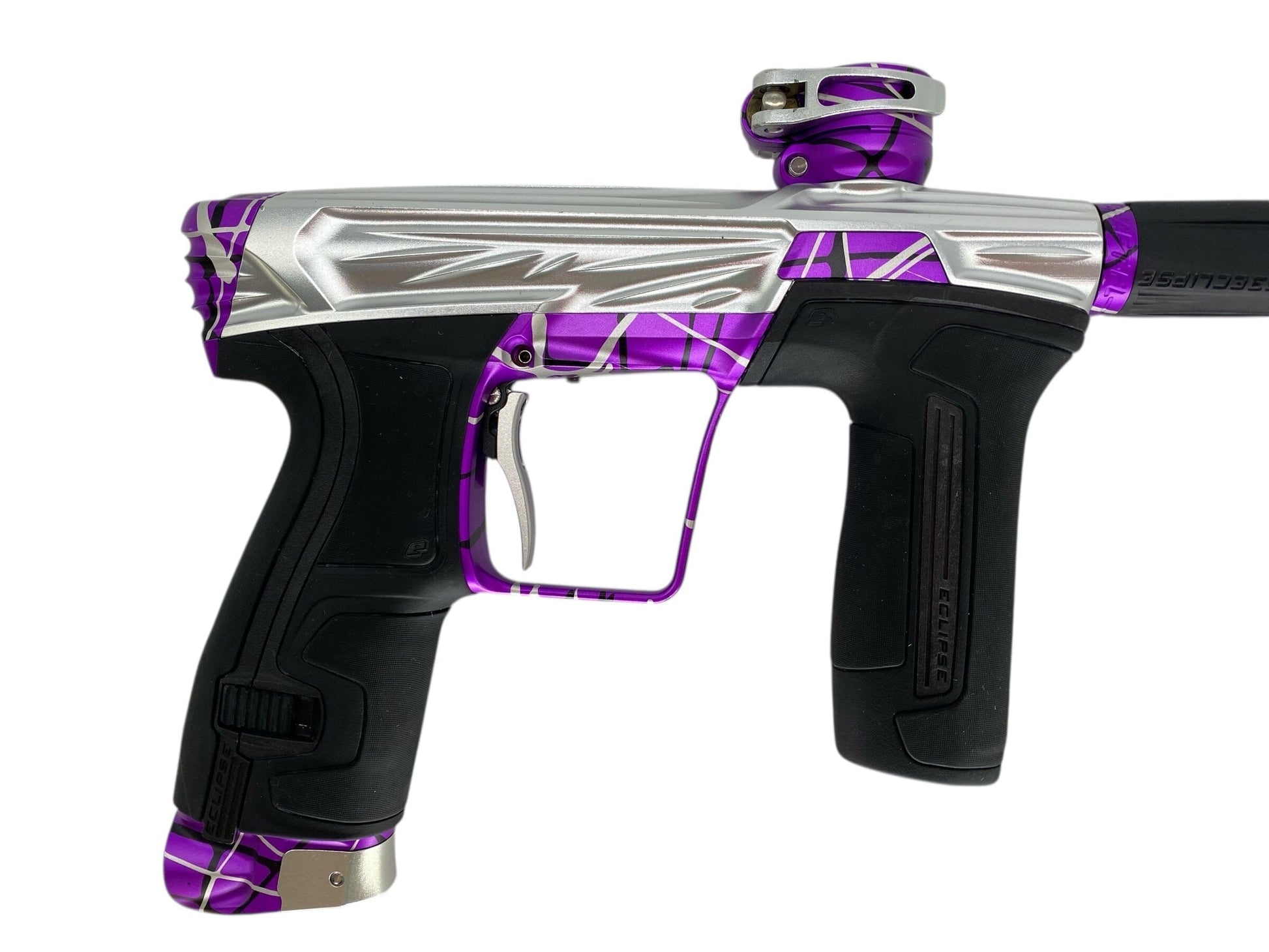 Used Planet Eclipse Project G Cs2 Paintball Gun Silver Purple Splash Paintball Gun from CPXBrosPaintball Buy/Sell/Trade Paintball Markers, New Paintball Guns, Paintball Hoppers, Paintball Masks, and Hormesis Headbands