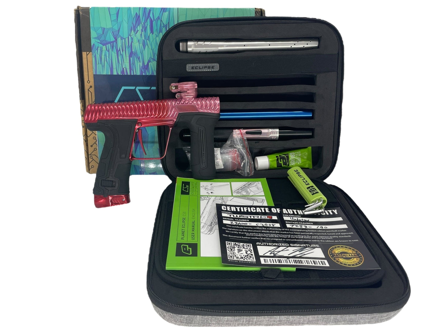 Used Planet Eclipse Twister Cs3 Paintball Gun Red/Pink/Silver Fade Paintball Gun from CPXBrosPaintball Buy/Sell/Trade Paintball Markers, New Paintball Guns, Paintball Hoppers, Paintball Masks, and Hormesis Headbands