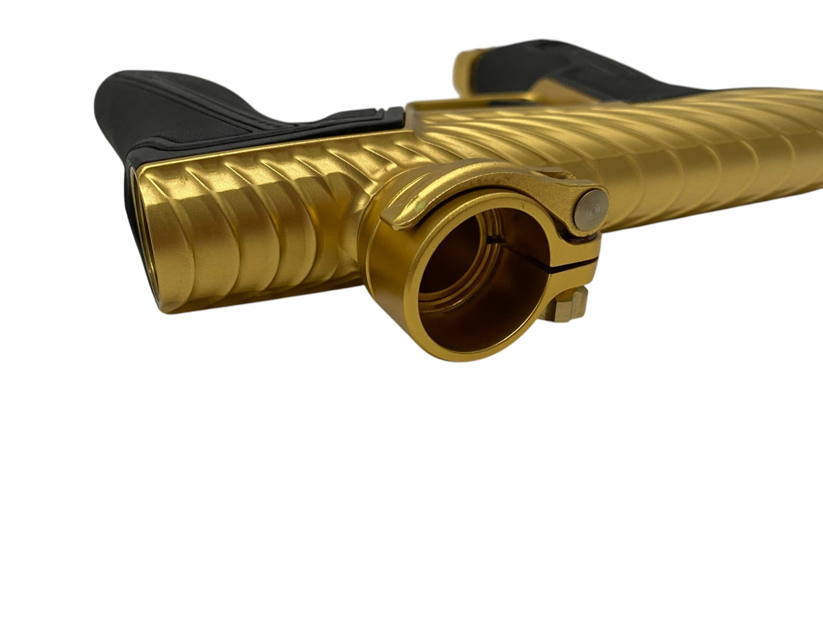 Used Planet Eclipse TWISTER Geo R5 007 (Gold/Gold) Paintball Gun with Twister Bolt Paintball Gun from CPXBrosPaintball Buy/Sell/Trade Paintball Markers, New Paintball Guns, Paintball Hoppers, Paintball Masks, and Hormesis Headbands