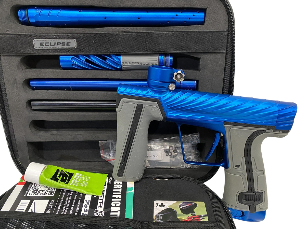 Used Planet Eclipse TWISTER Geo R5 Blue/Blue Paintball Gun Paintball Gun from CPXBrosPaintball Buy/Sell/Trade Paintball Markers, New Paintball Guns, Paintball Hoppers, Paintball Masks, and Hormesis Headbands