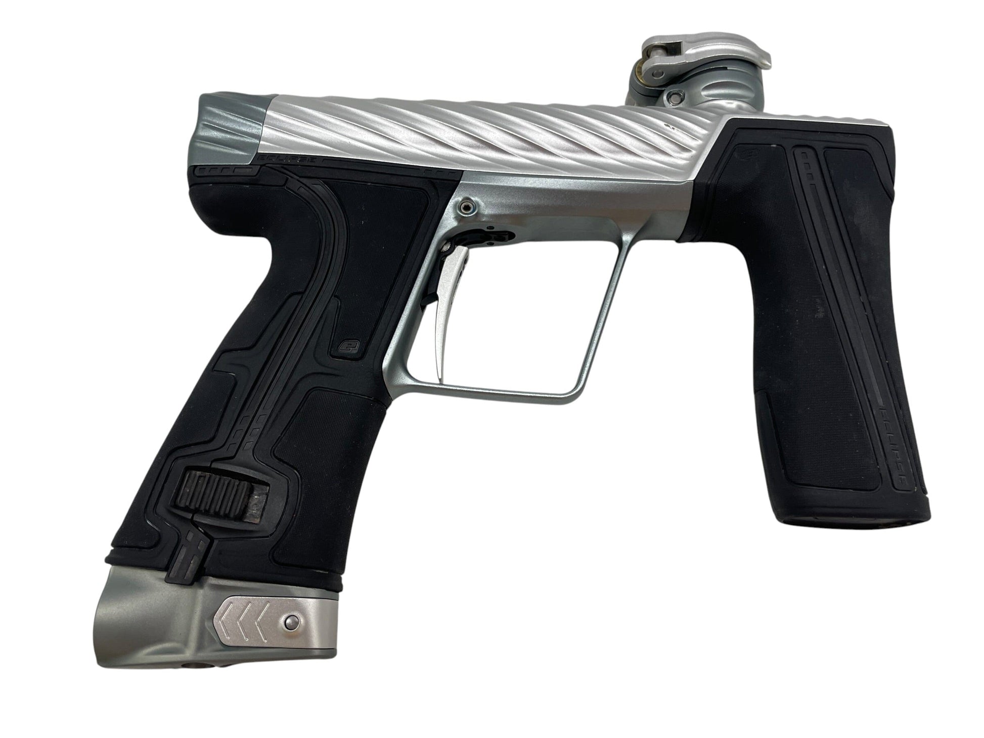Used Planet Eclipse TWISTER Geo R5 Silver/Grey Paintball Gun Paintball Gun from CPXBrosPaintball Buy/Sell/Trade Paintball Markers, New Paintball Guns, Paintball Hoppers, Paintball Masks, and Hormesis Headbands