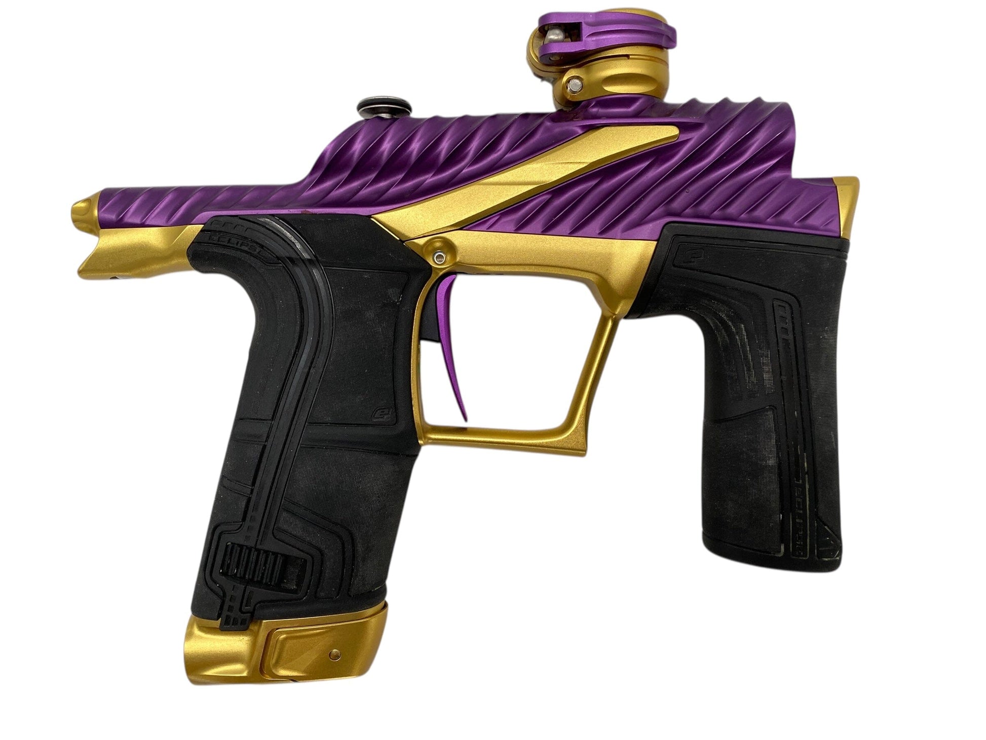 Used Planet Eclipse Twister Lv2 Paintball Gun Purple/Gold Paintball Gun from CPXBrosPaintball Buy/Sell/Trade Paintball Markers, New Paintball Guns, Paintball Hoppers, Paintball Masks, and Hormesis Headbands